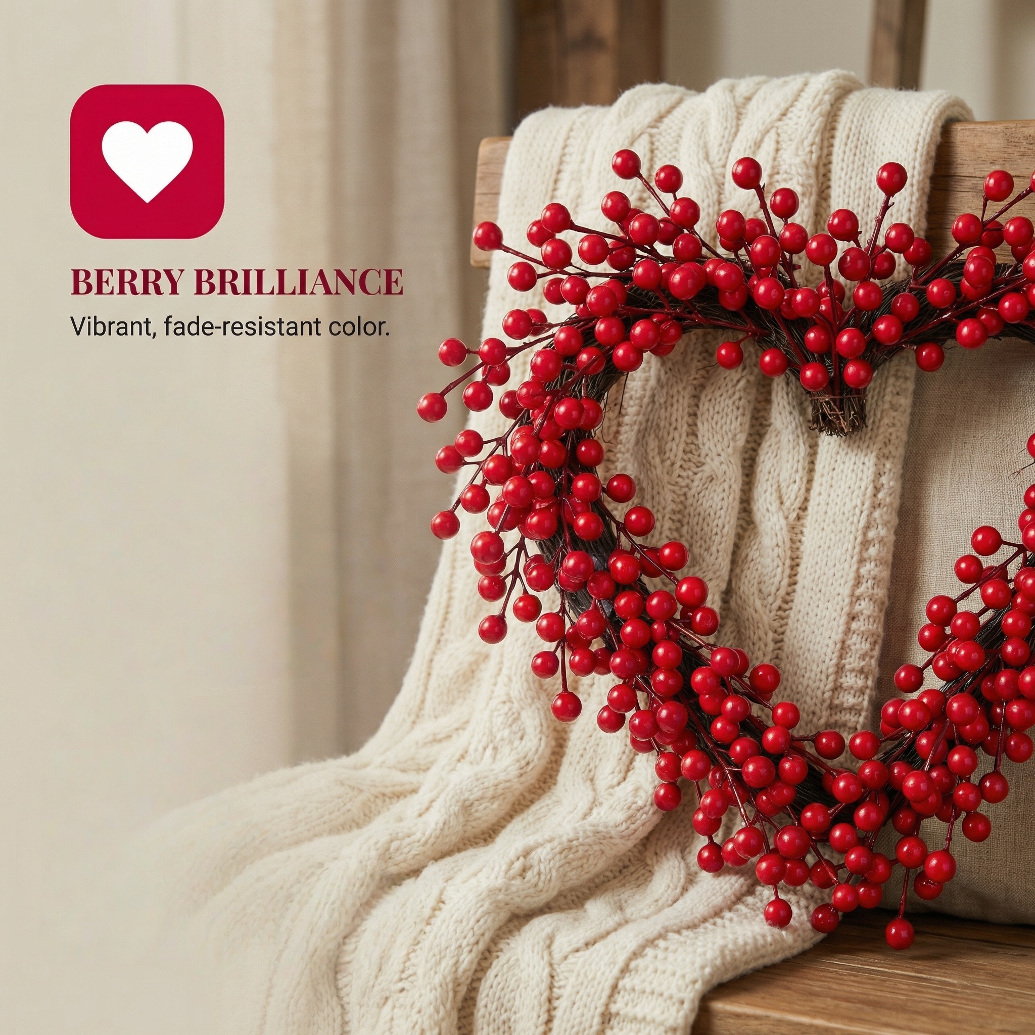 Red Berries Heart-Shaped Wreath