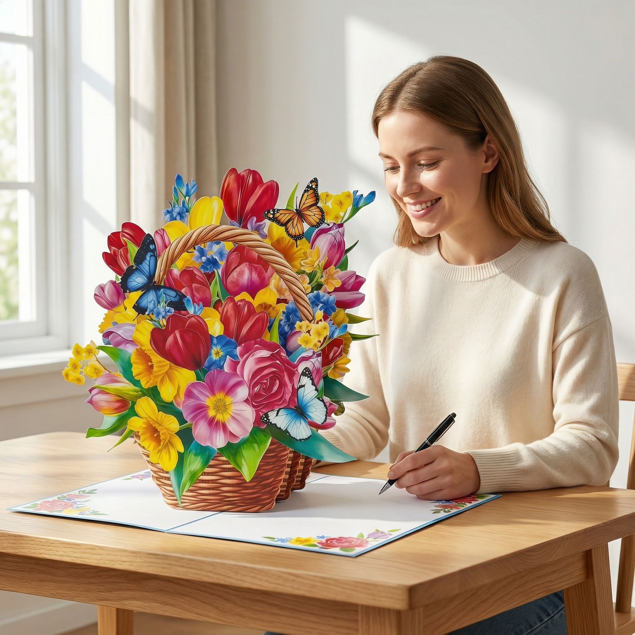 Pop-Up 3D Butterfly Flower Basket Card Exclusive Series