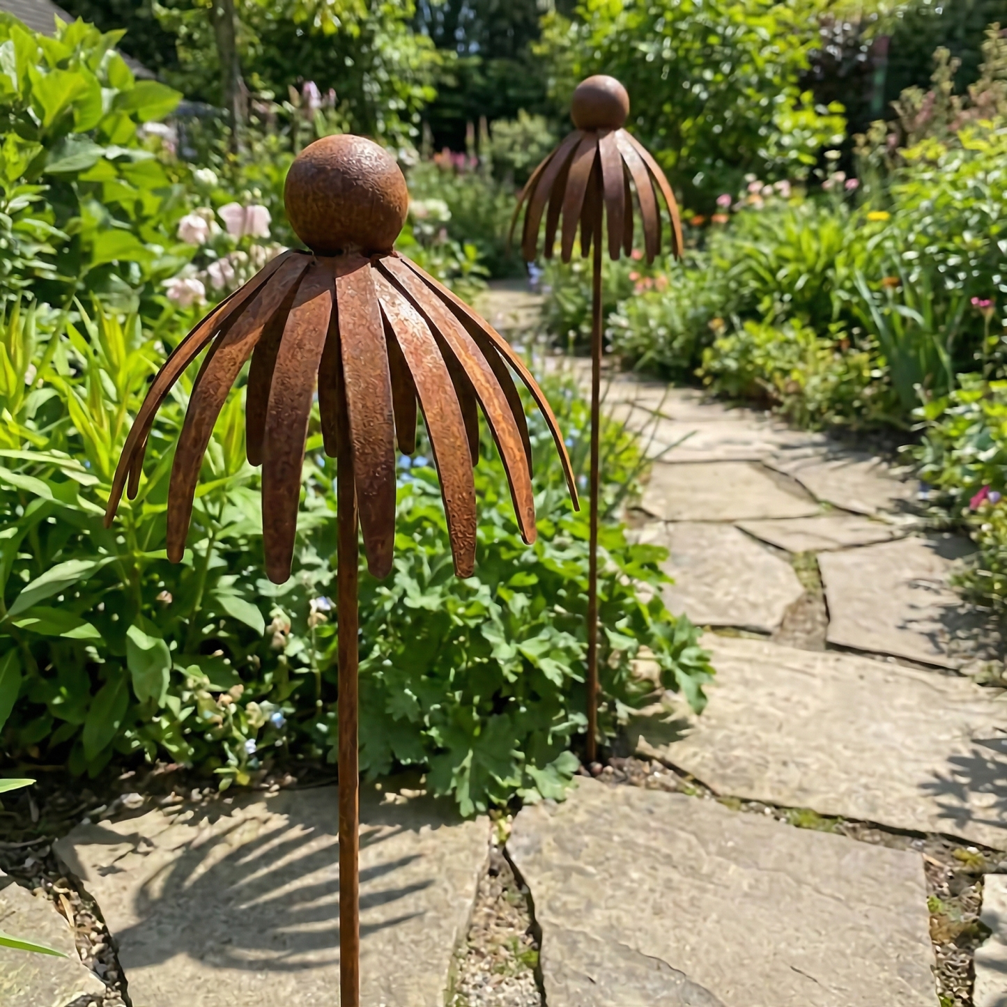Rustic Brown Iron Garden Stakes