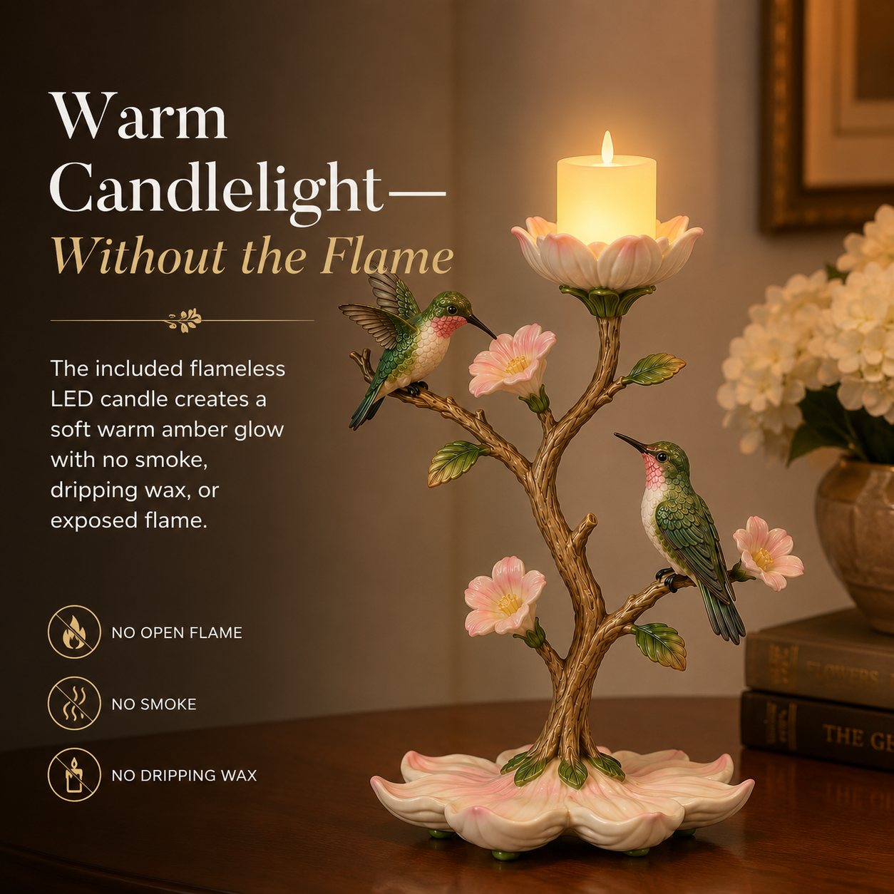 Hummingbird Garden LED Candle Decor