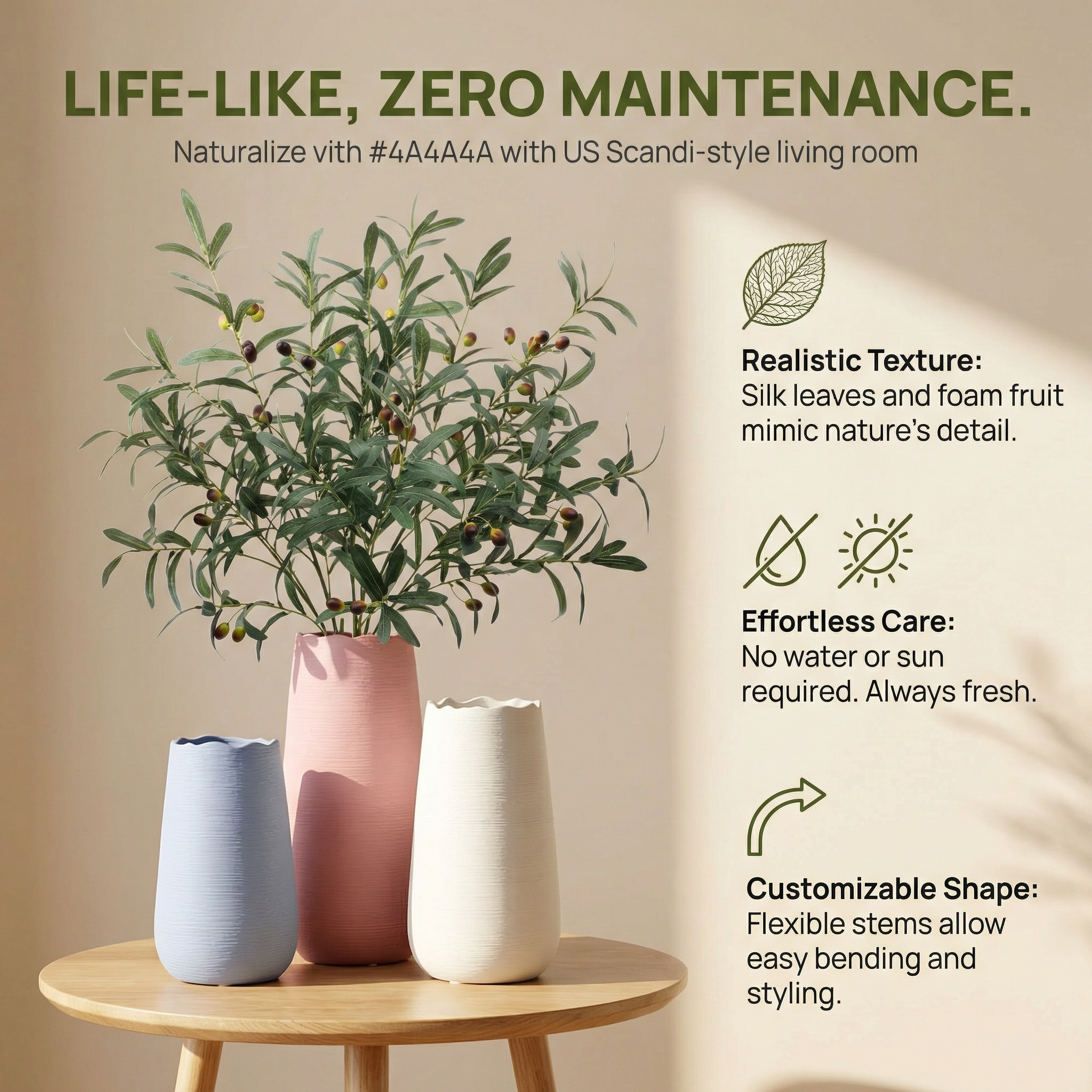 Large Tall Fake Olive Tree Branches