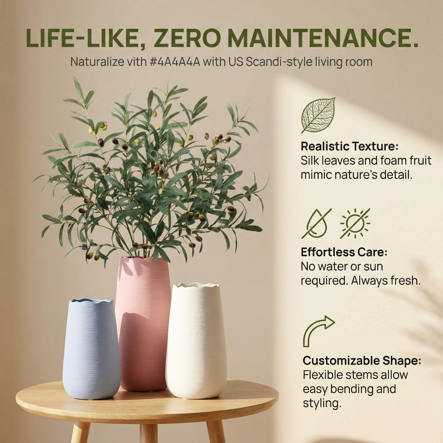 Large Tall Fake Olive Tree Branches