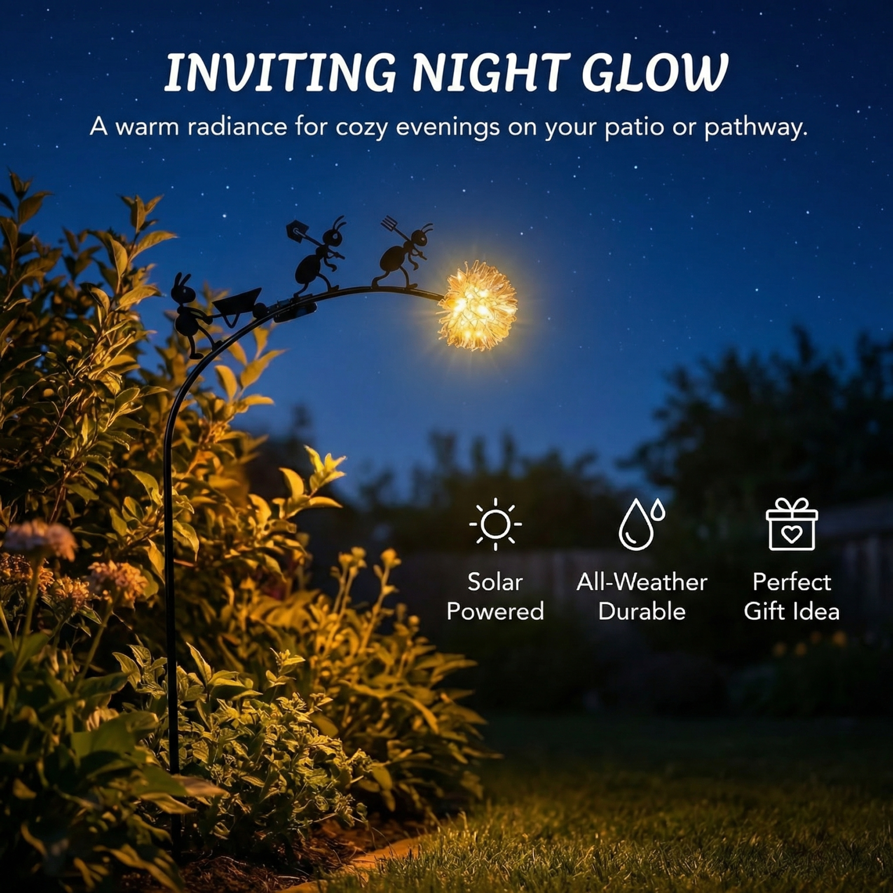 Cute Metal Ant Garden Decorative Lights