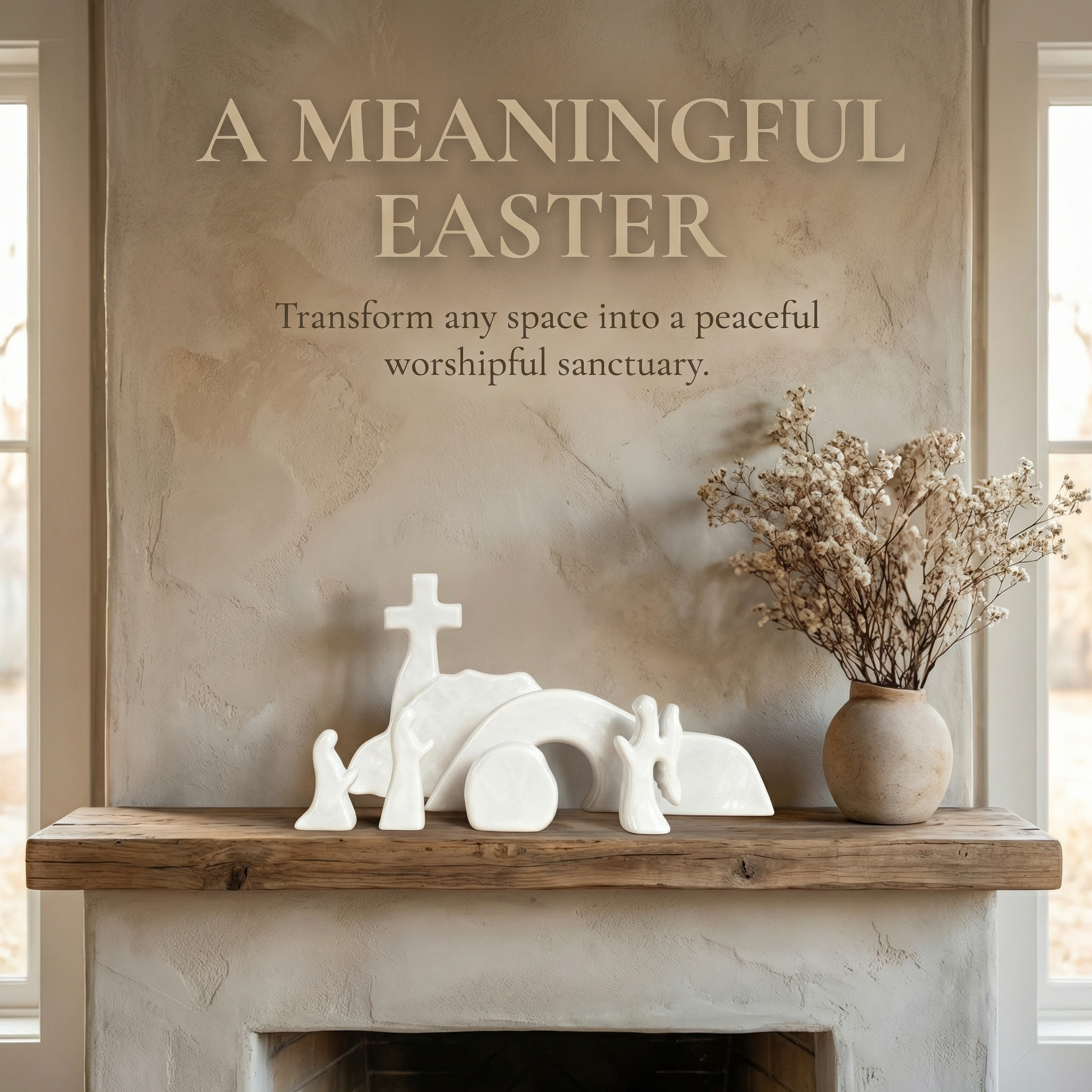 Empty Tomb Easter Scene and Cross