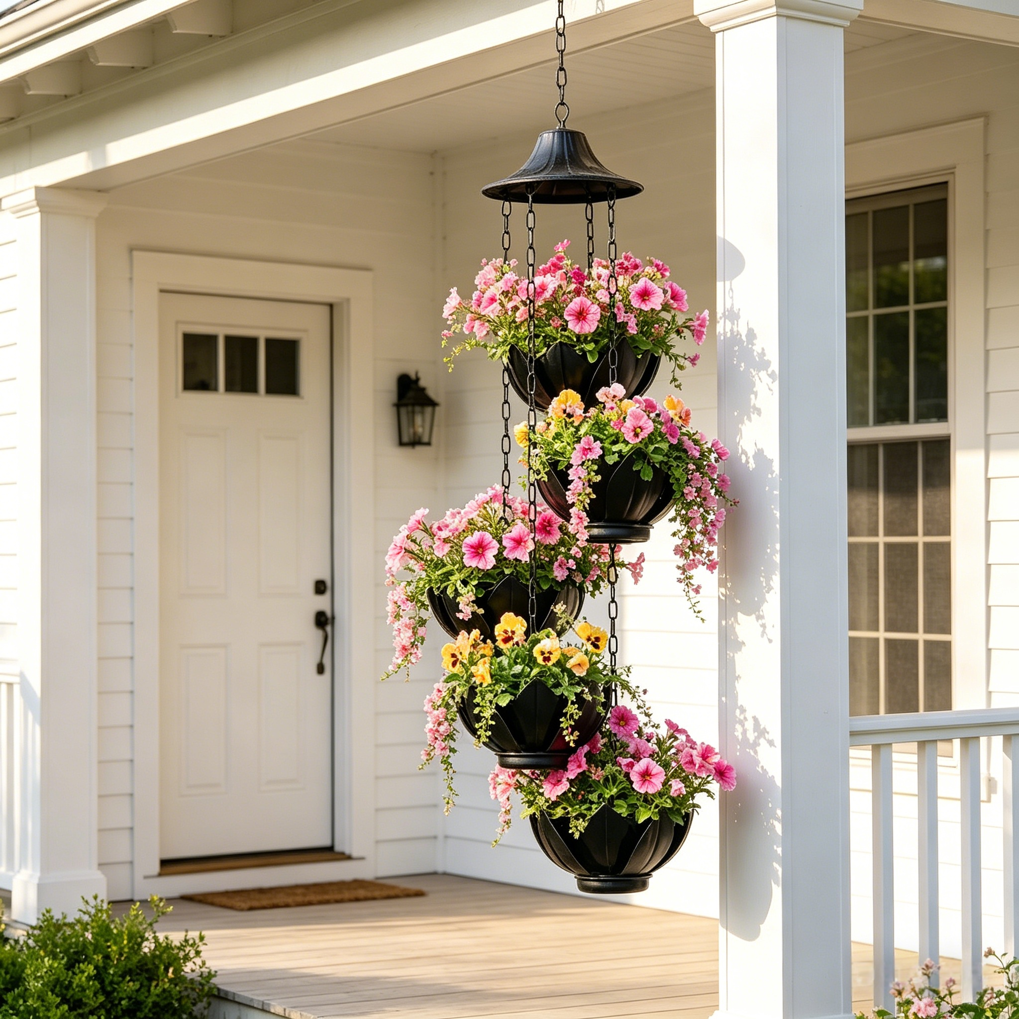 Hanging Black Iron Planter Basket