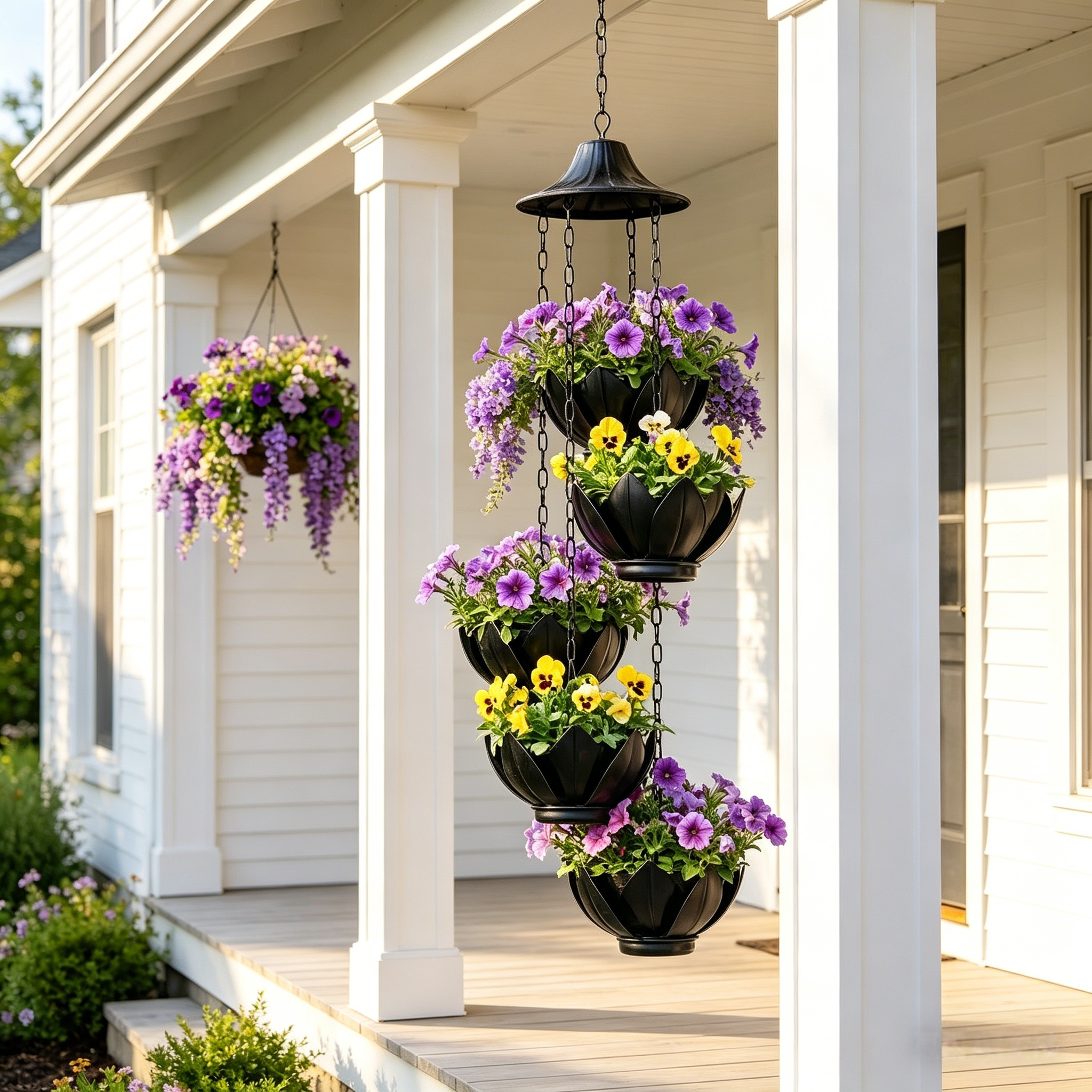 Hanging Black Iron Planter Basket