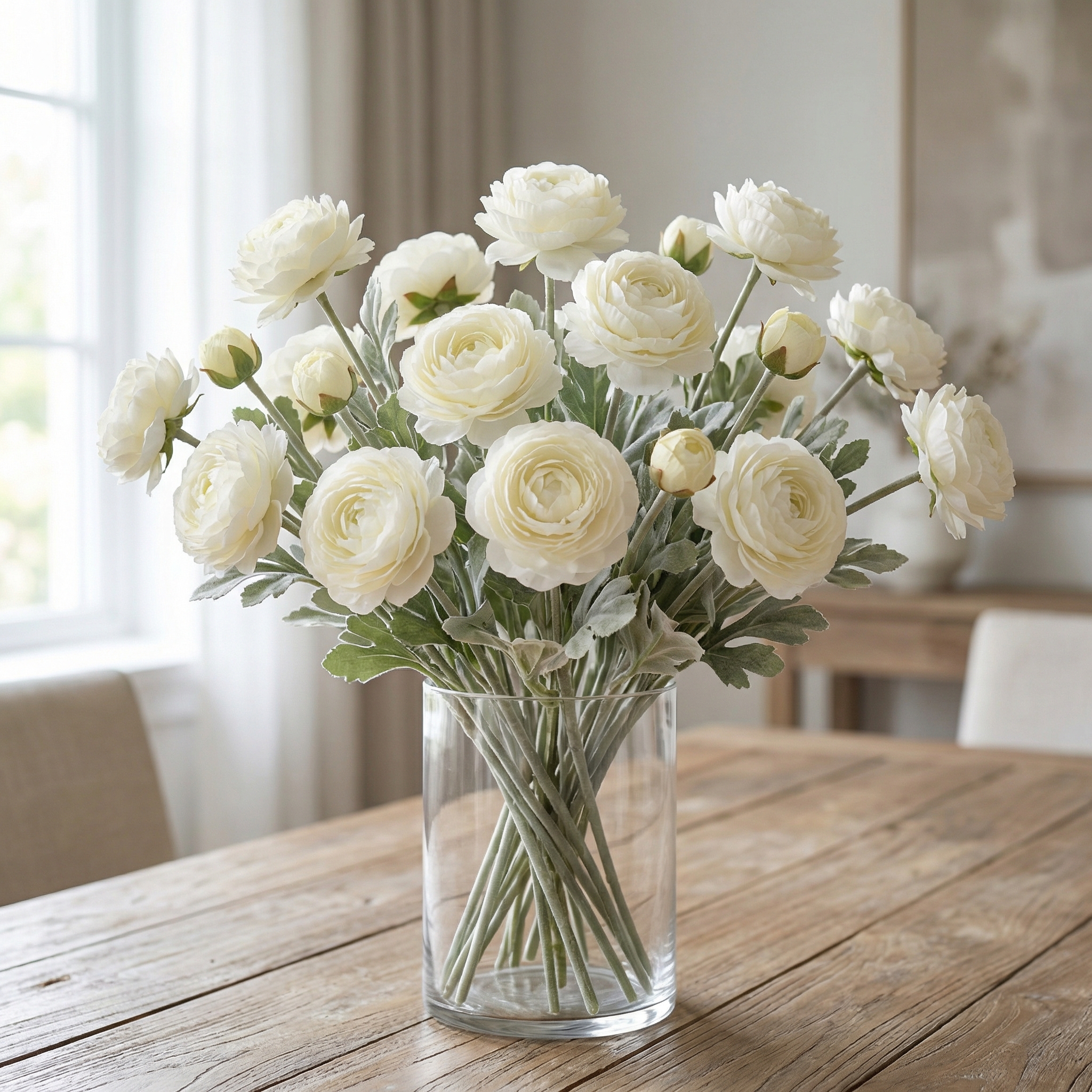 'Looks real' Silk Ranunculus Flocked Stem