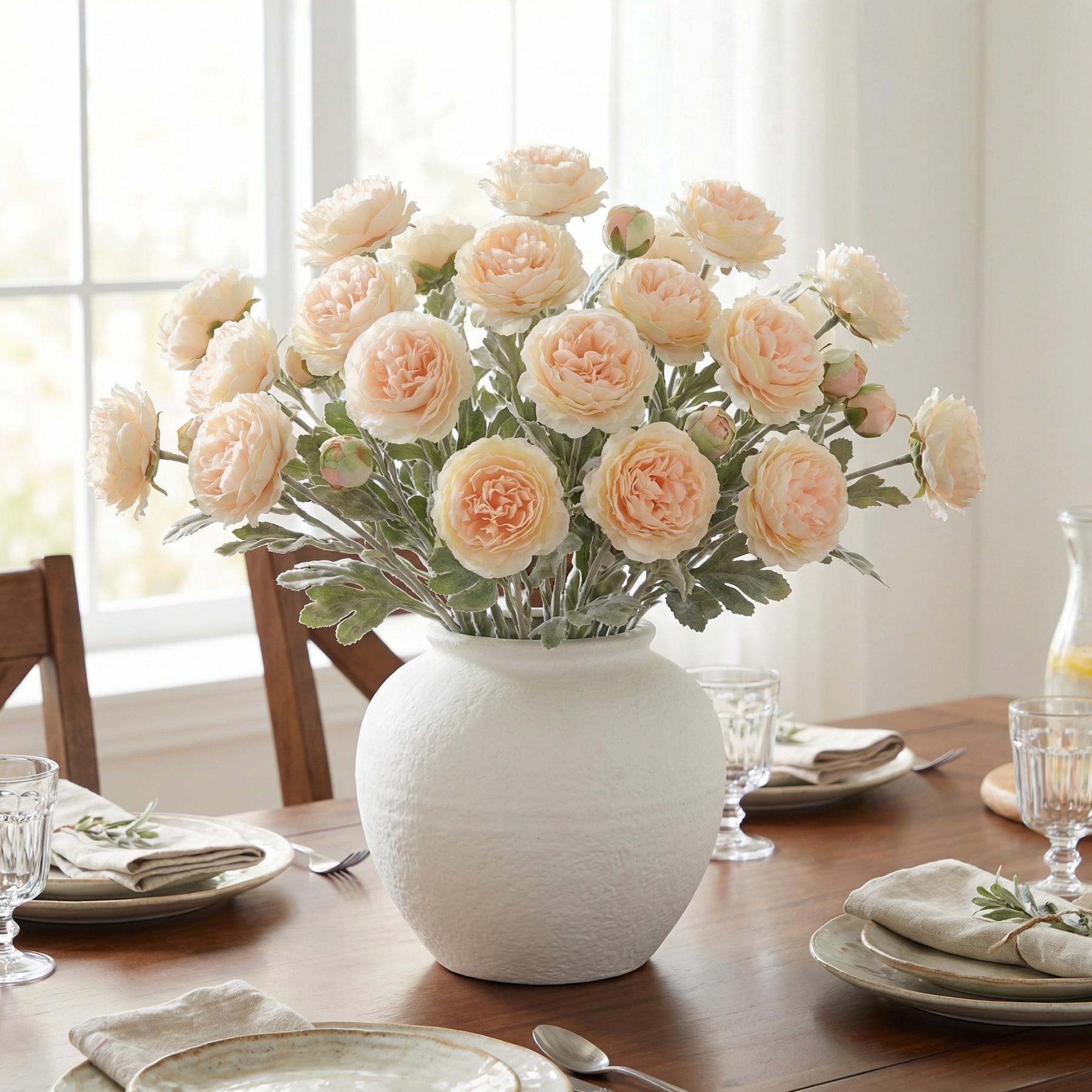 'Looks real' Silk Ranunculus Flocked Stem