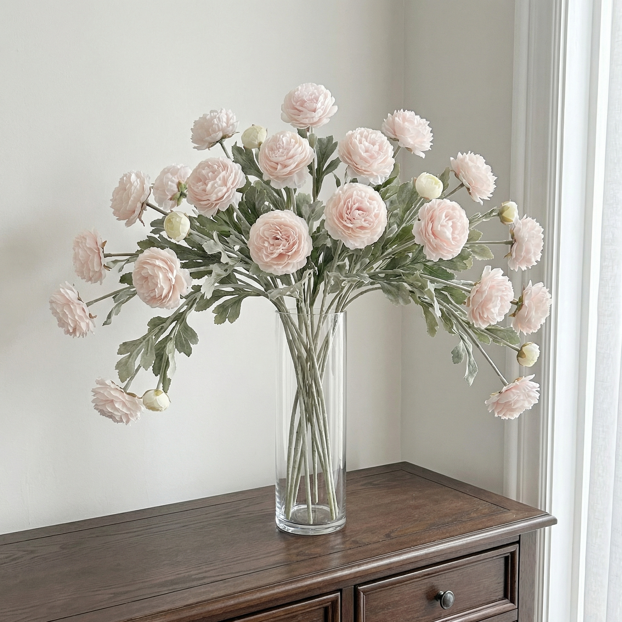 'Looks real' Silk Ranunculus Flocked Stem