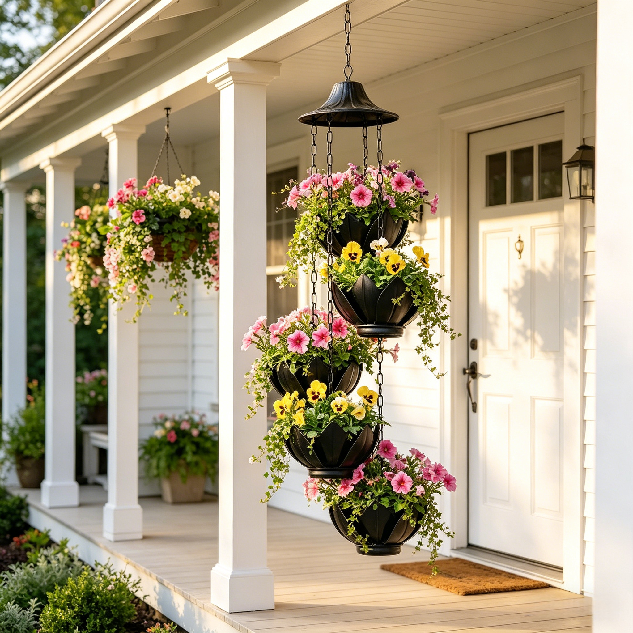 Hanging Black Iron Planter Basket