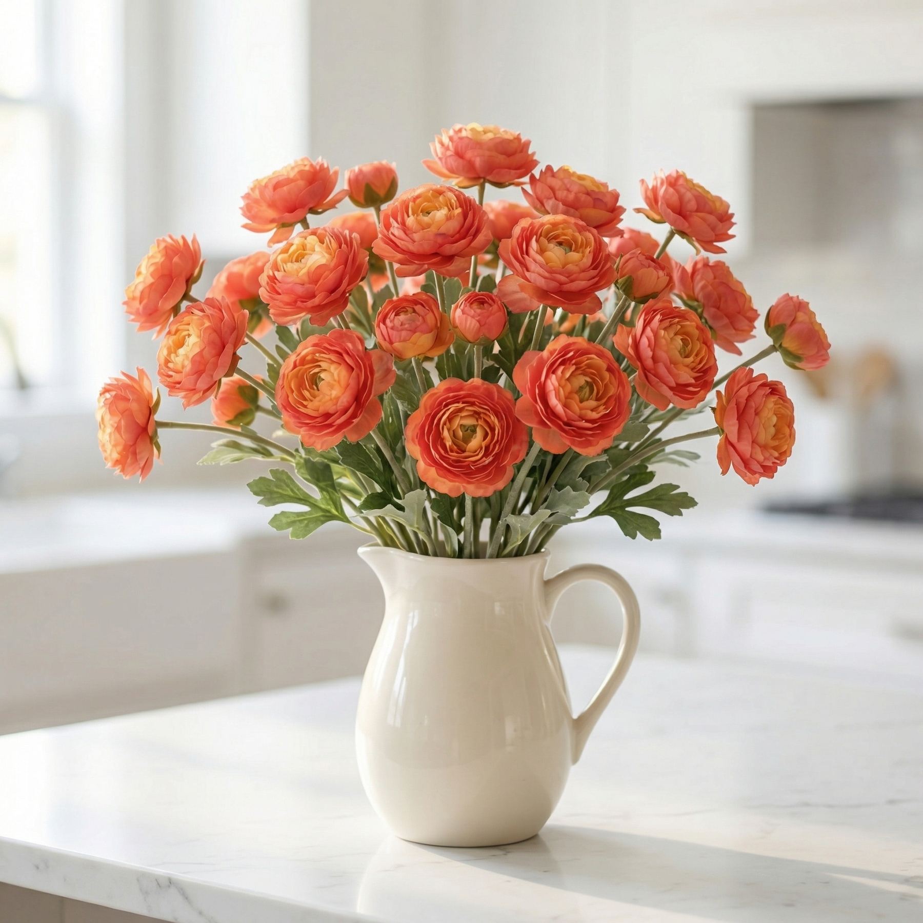 'Looks real' Silk Ranunculus Flocked Stem