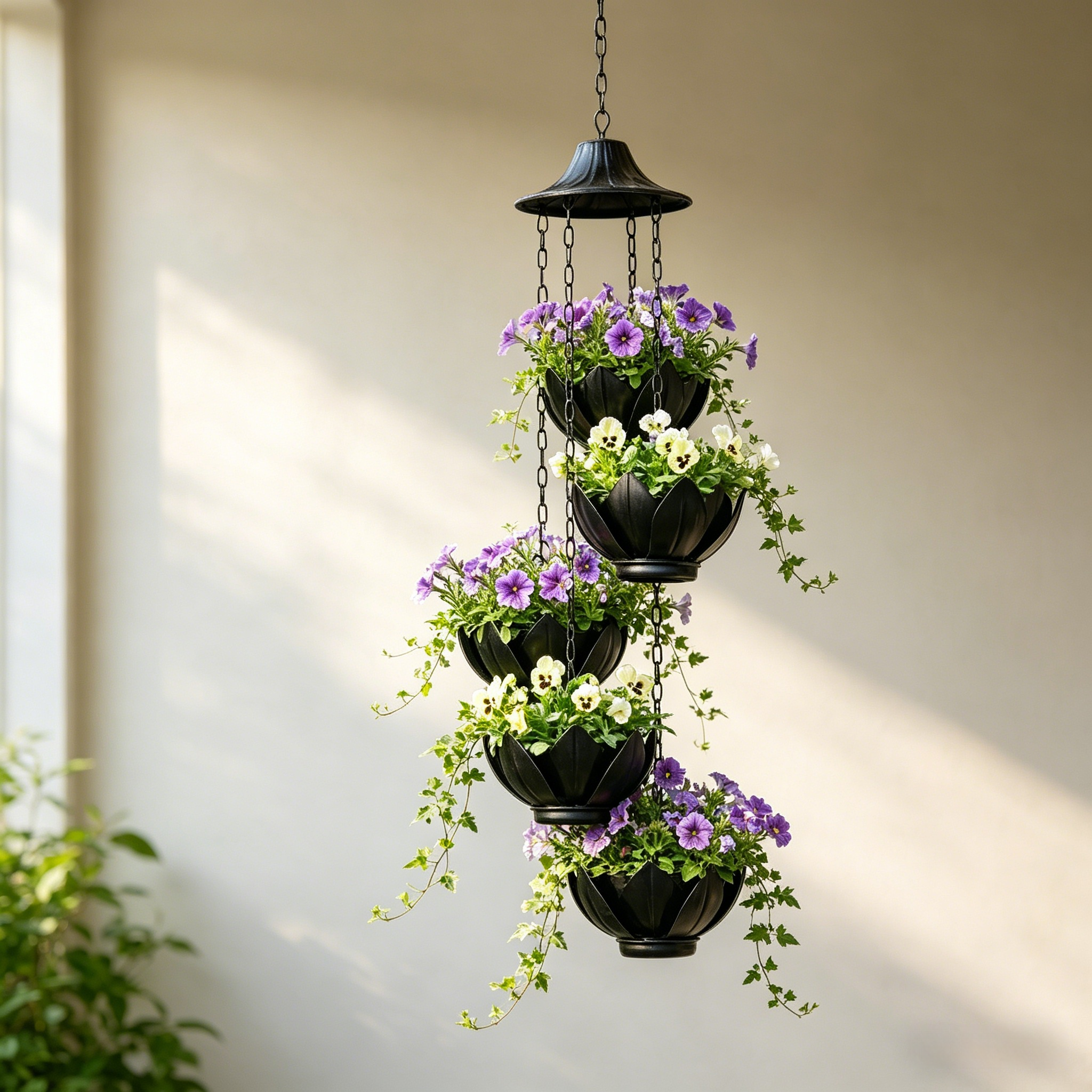 Hanging Black Iron Planter Basket