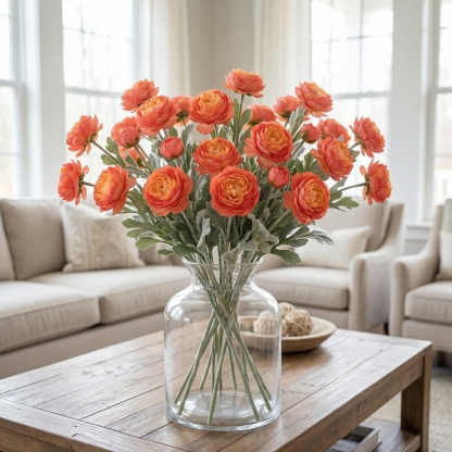 'Looks real' Silk Ranunculus Flocked Stem