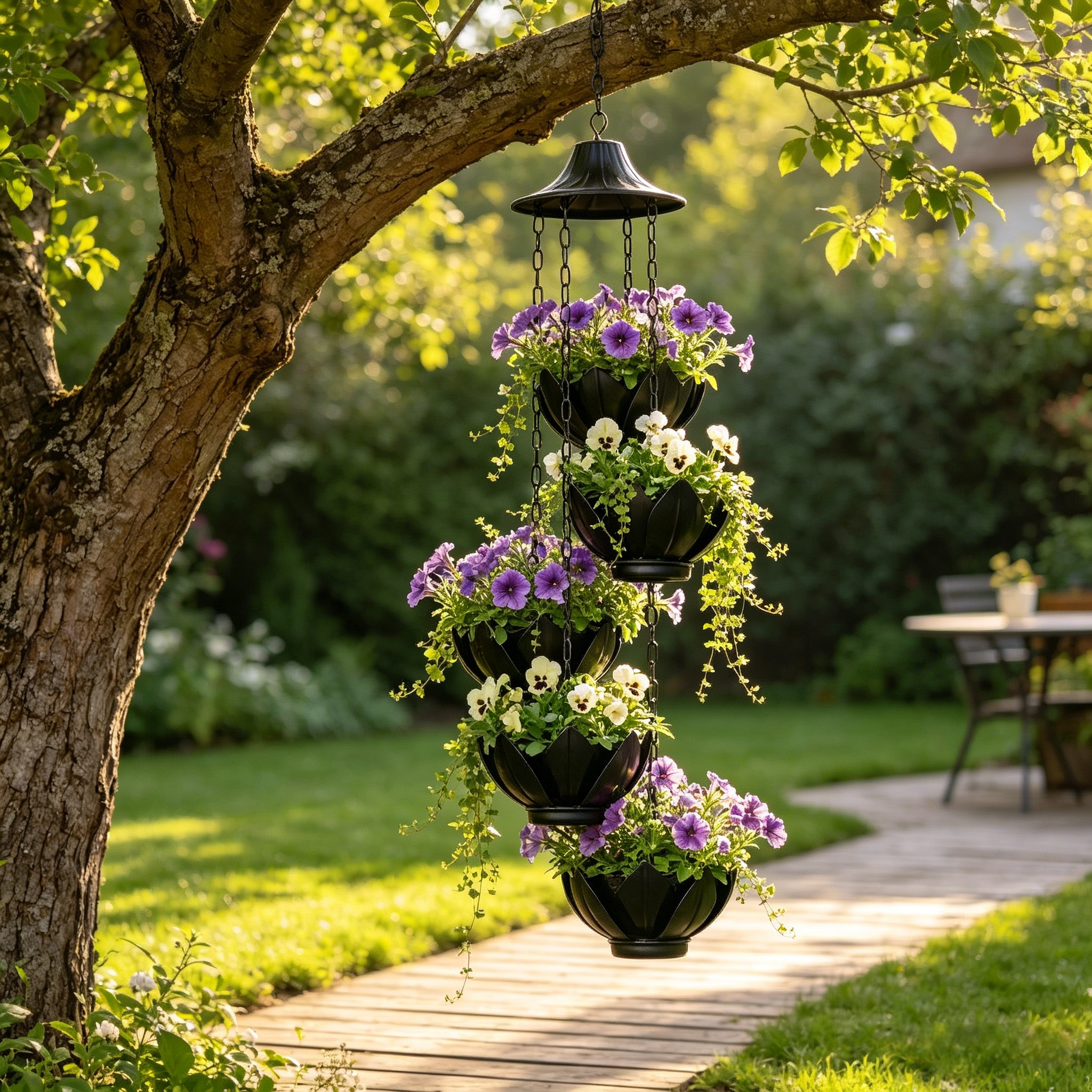 Hanging Black Iron Planter Basket