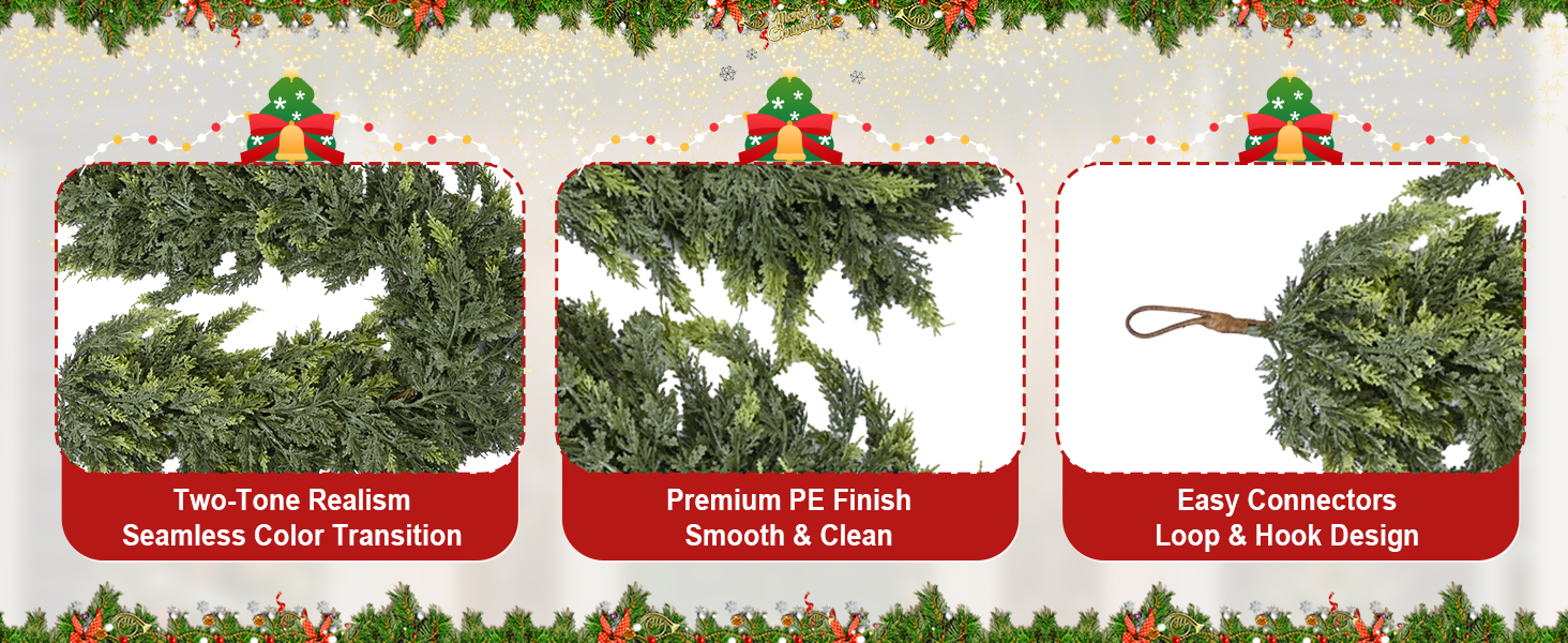 Artificial Cypress Cedar Pine Needles Greenery Seasonal Garland