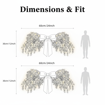 Lighted Cedar Pine Swag with Velvet Bow, Battery Operated with Timer 60 LED Fairy Lights