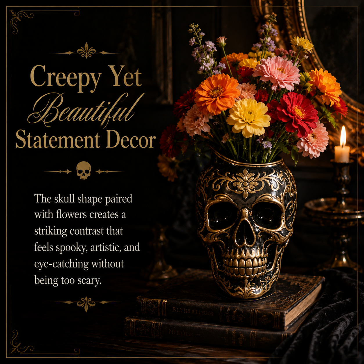 Gothic Skull Flower Vase