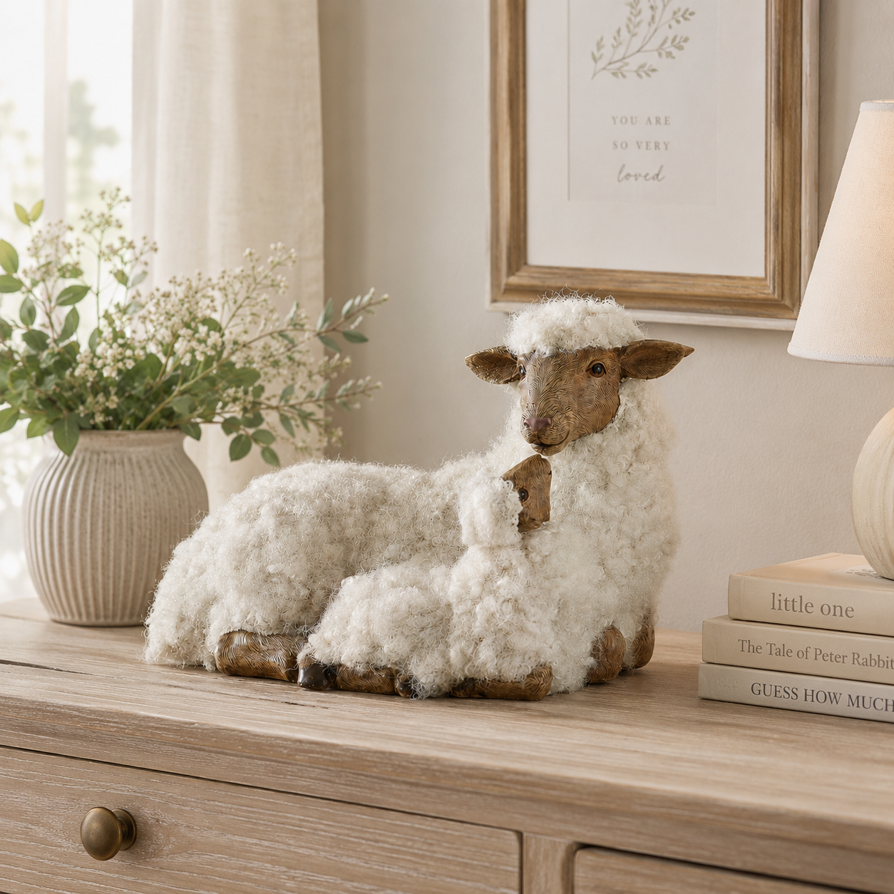 Farmhouse Mother Sheep & Baby Lamb Figurine
