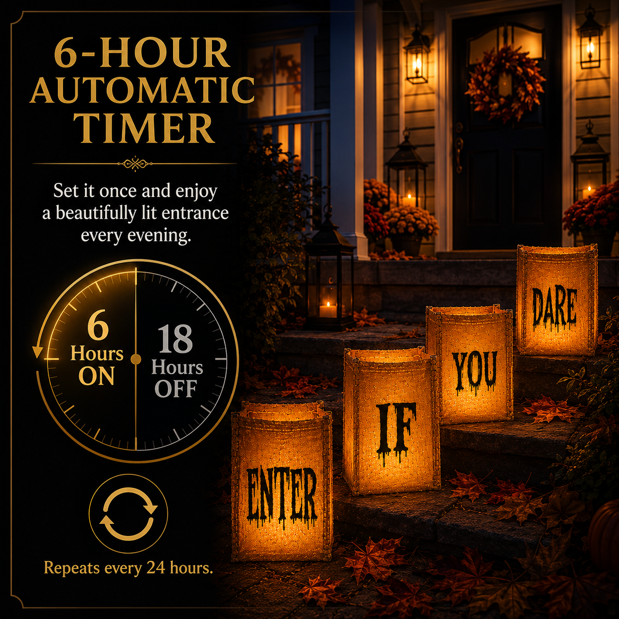 Enter If You Dare Lighted Luminaries – Set of 4
