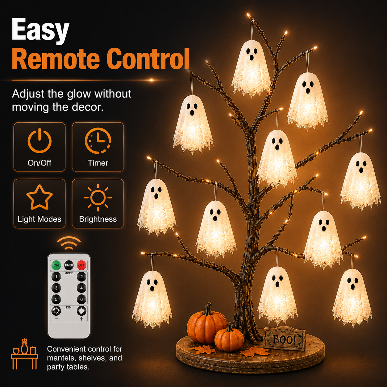 Glowing Ghost Tree Halloween Tabletop Decor