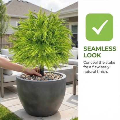 UV Resistant Lush Artificial Boston Fern with Integrated Ground Stake