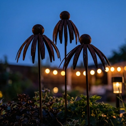 Rustic Brown Iron Garden Stakes