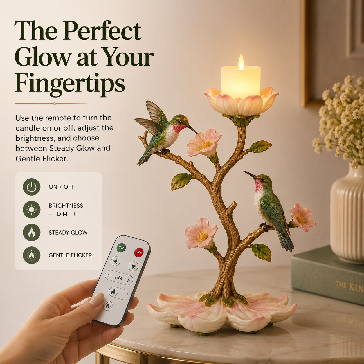 Hummingbird Garden LED Candle Decor