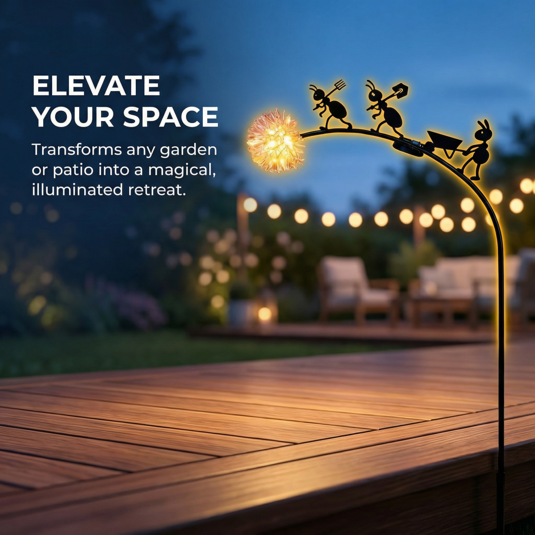 Cute Metal Ant Garden Decorative Lights