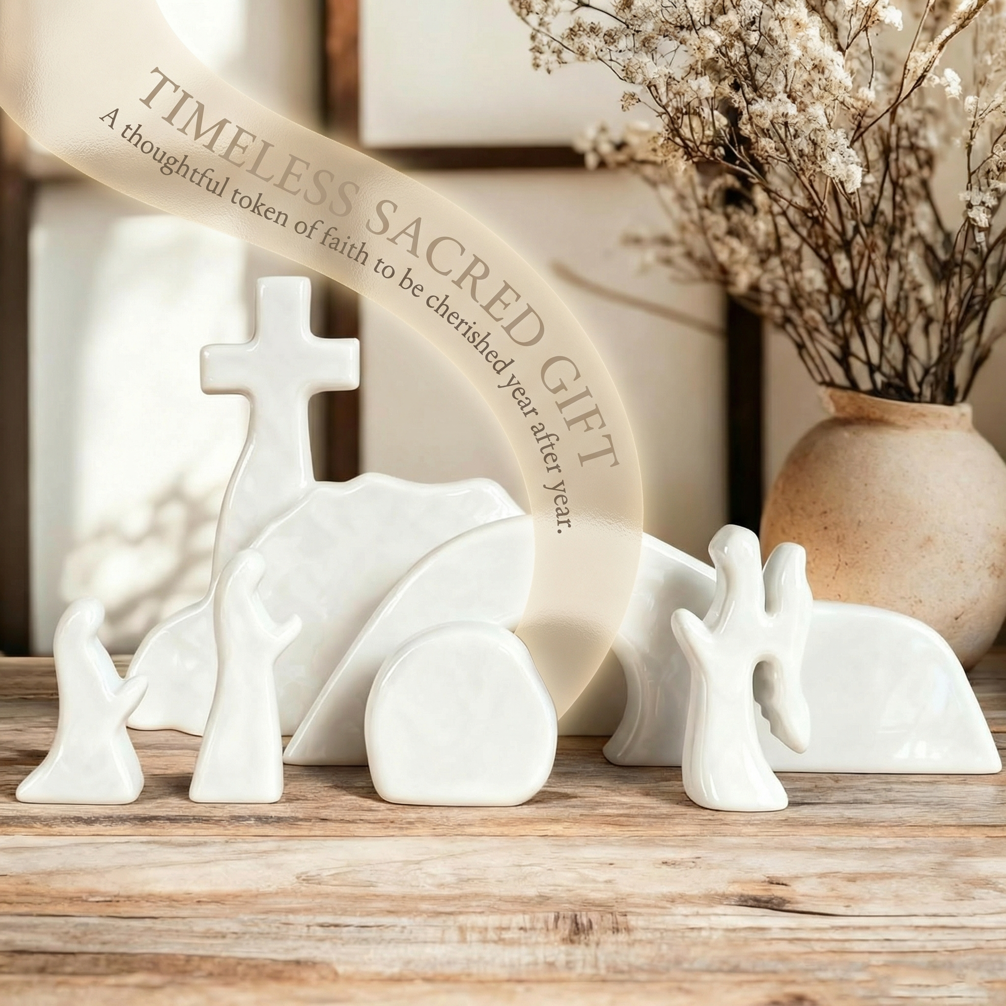 Empty Tomb Easter Scene and Cross