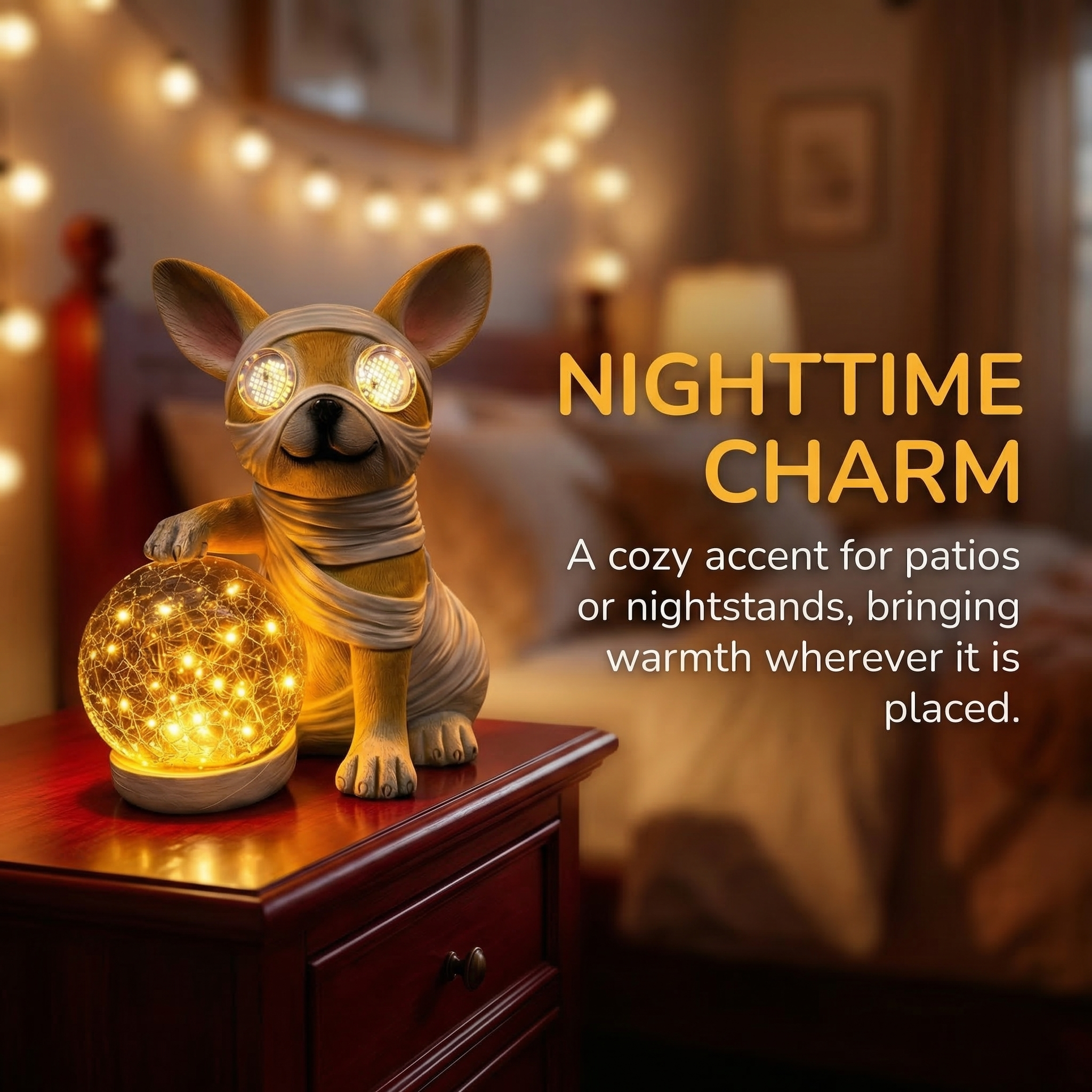 Solar Dog Statue with LED Light Ball