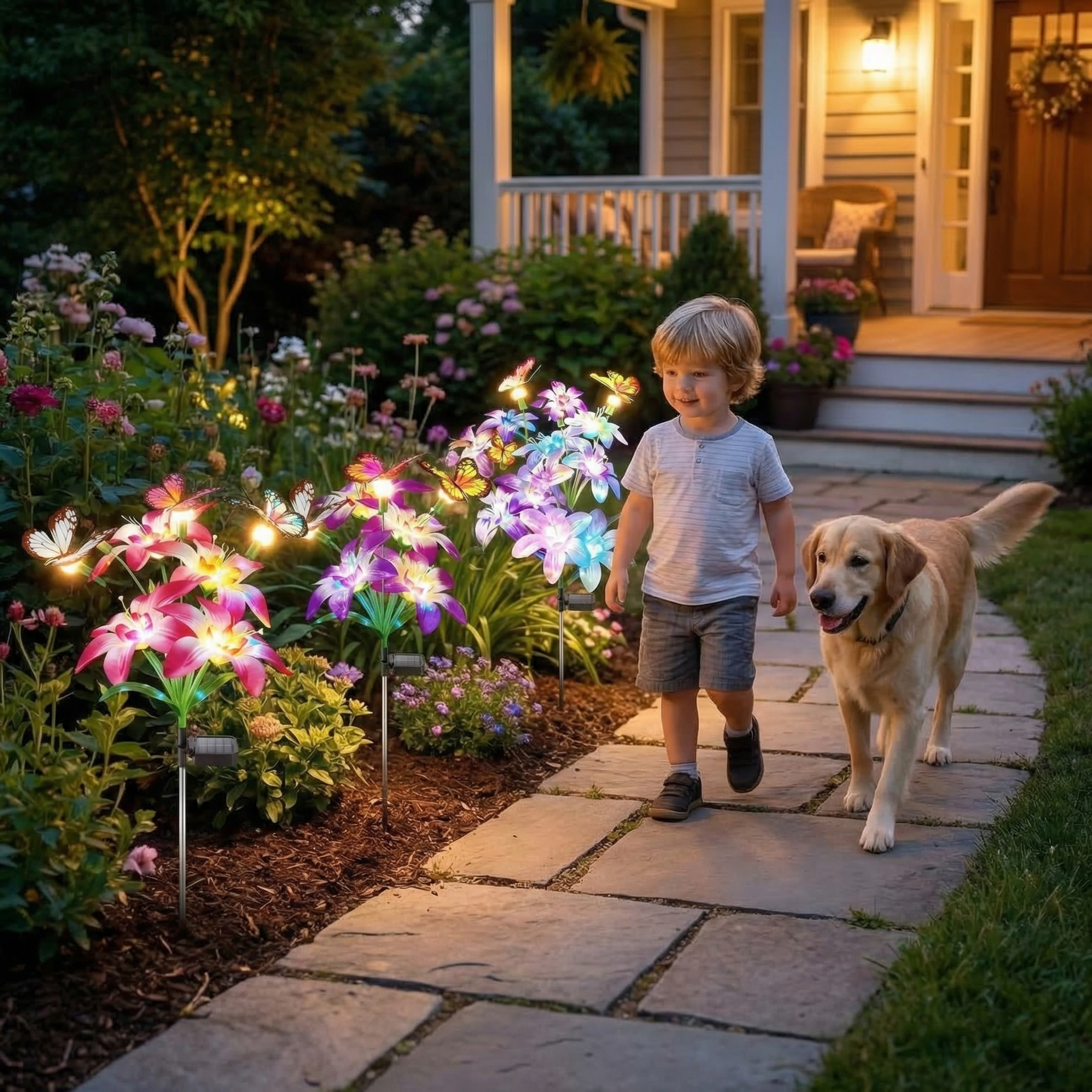 Solar Lights Color Changing Lilies and Butterflies