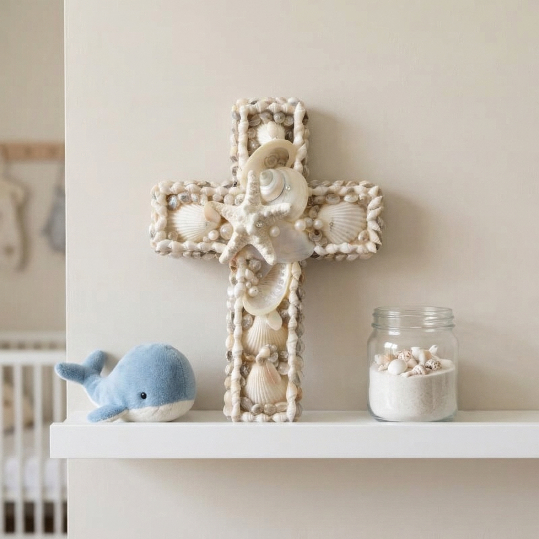 Handcrafted Coastal Seashell Cross