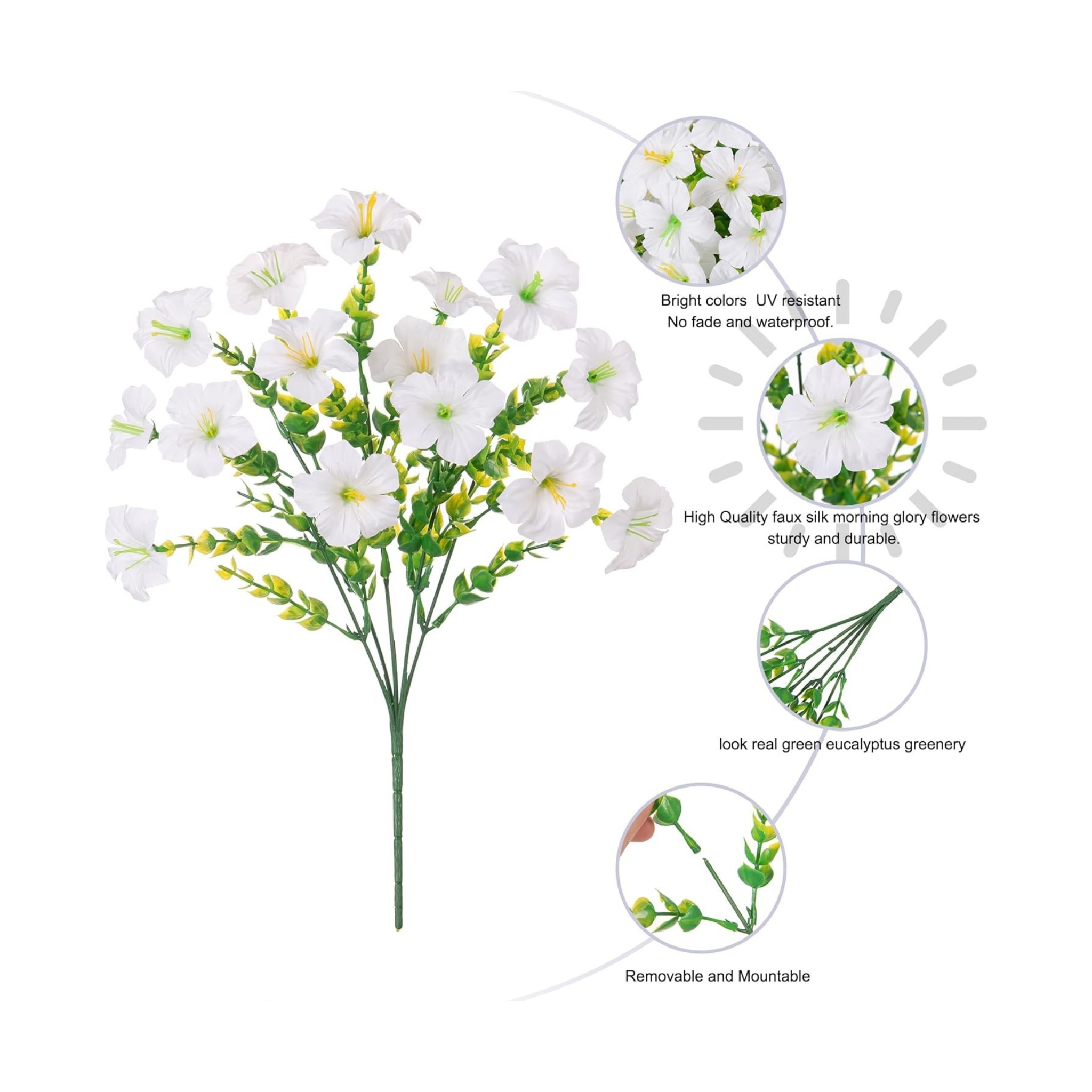 Faux Morning Glory with Eucalyptus