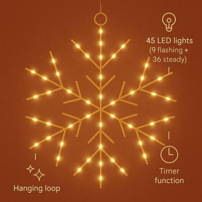 Christmas LED Gold Snowflake Novelty Sculpture with Warm White Twinkle Lights