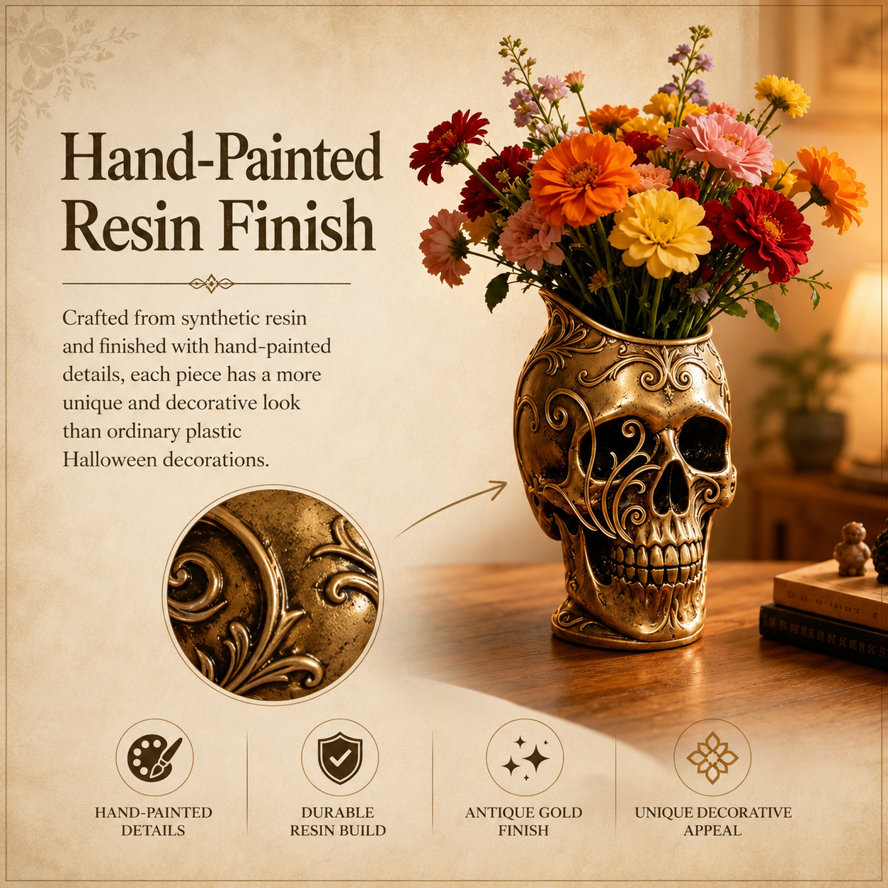 Gothic Skull Flower Vase