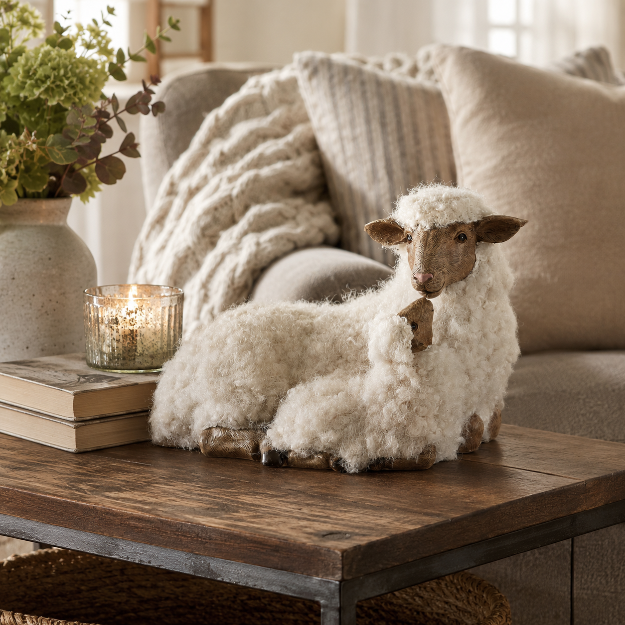 Farmhouse Mother Sheep & Baby Lamb Figurine