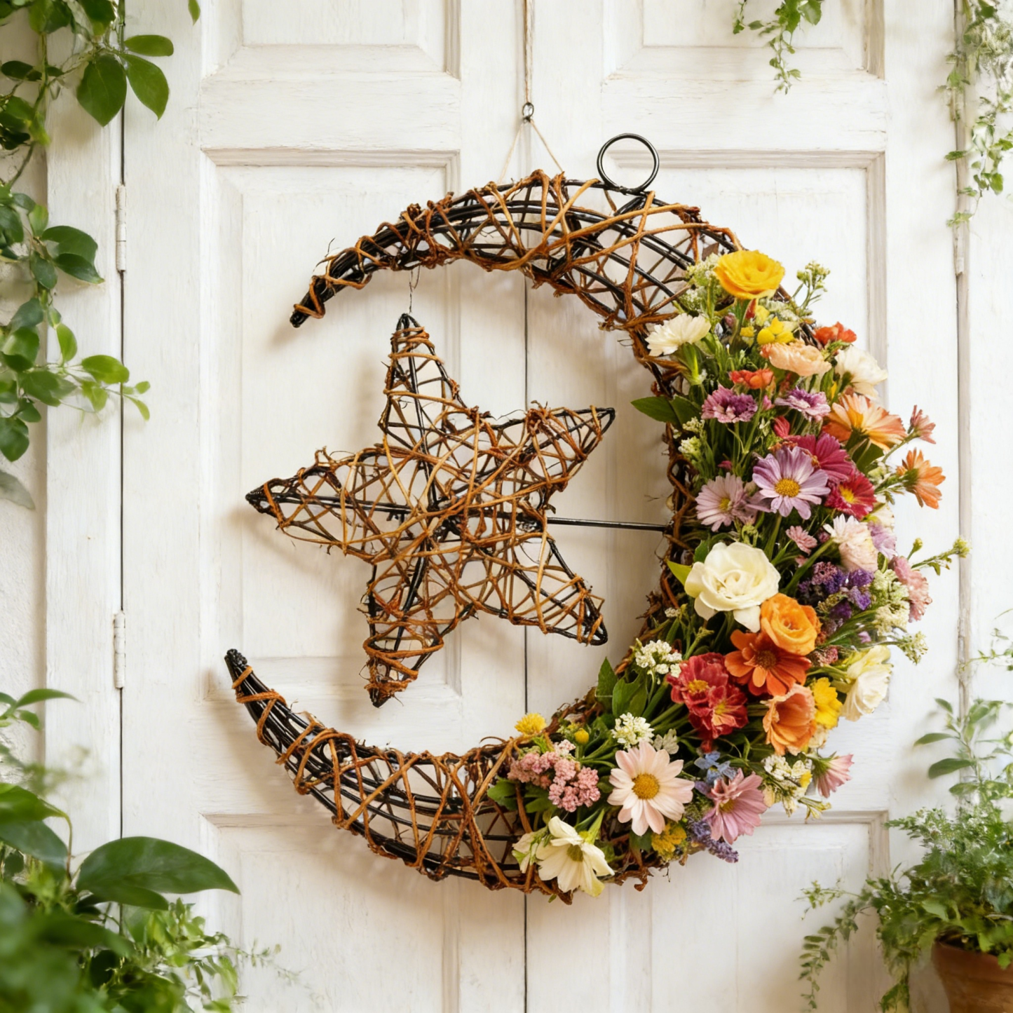 Purely Handmade Rattan Ramadan DIY Crescent Moon Pendant