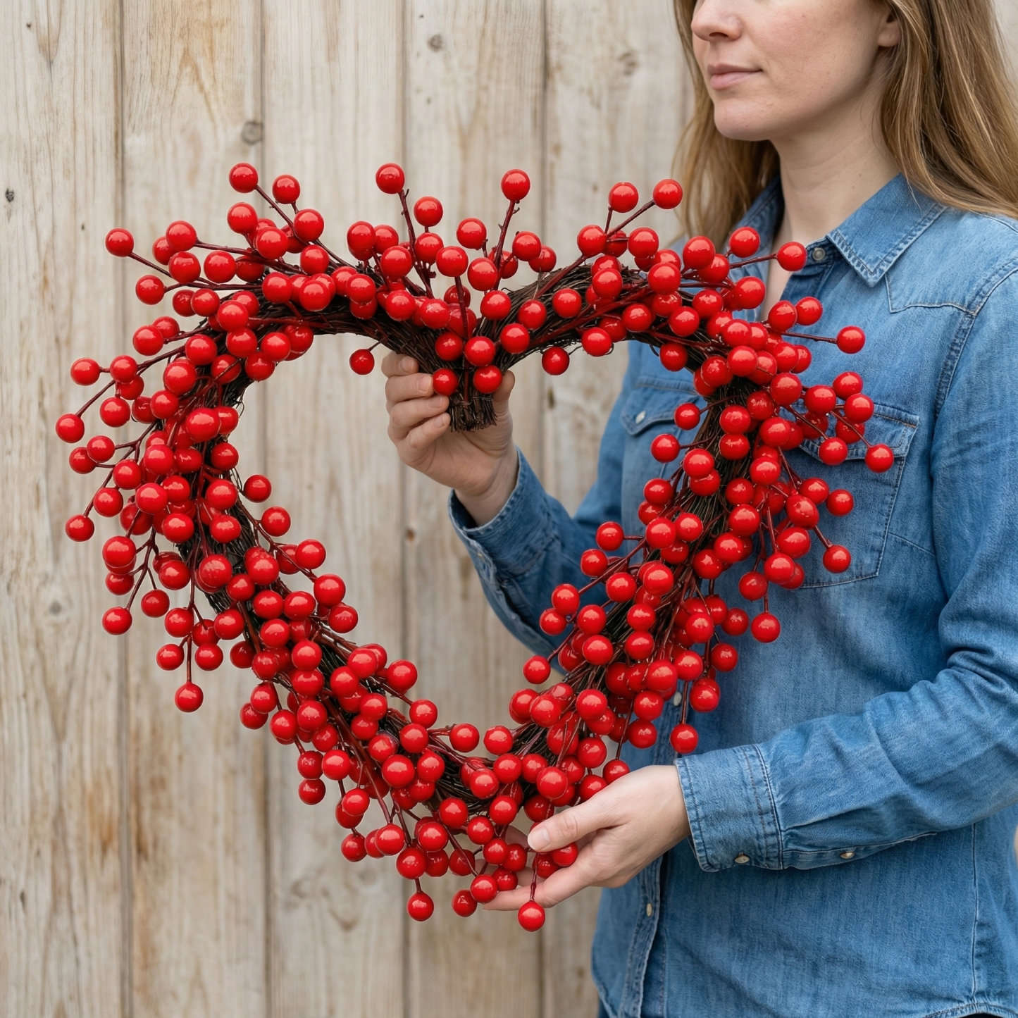 Red Berries Heart-Shaped Wreath