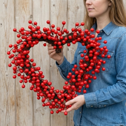 Red Berries Heart-Shaped Wreath