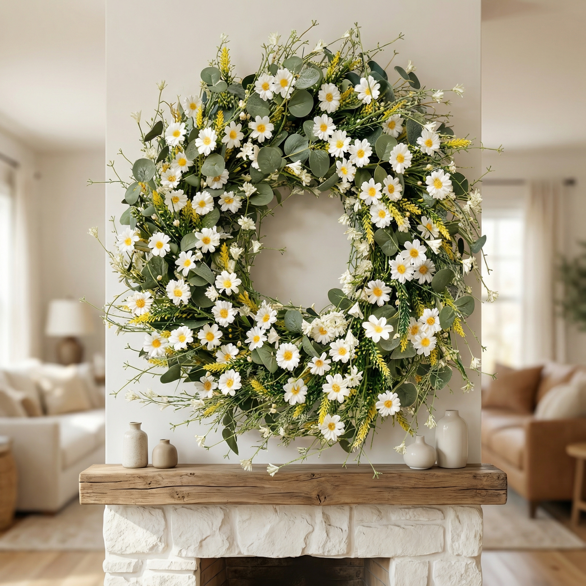 A White Daisy Decorative Wreath