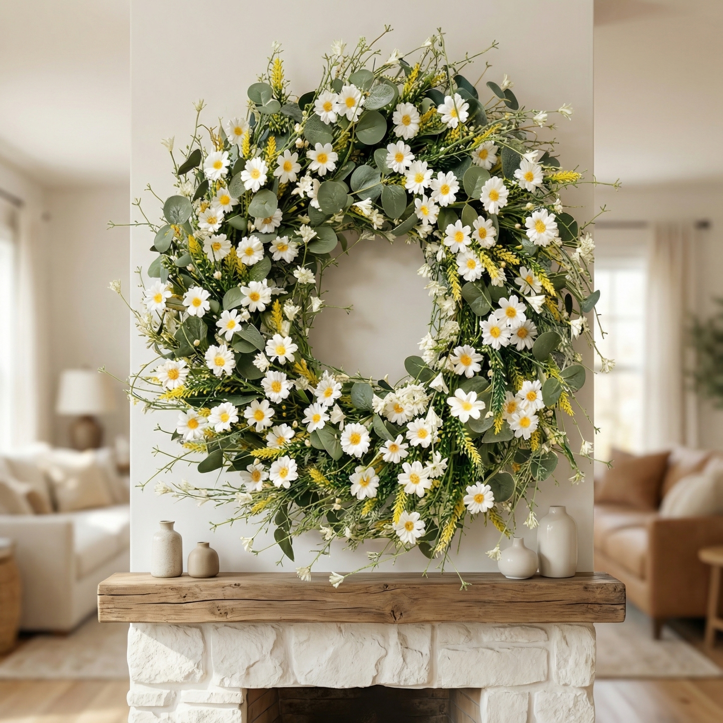 A White Daisy Decorative Wreath