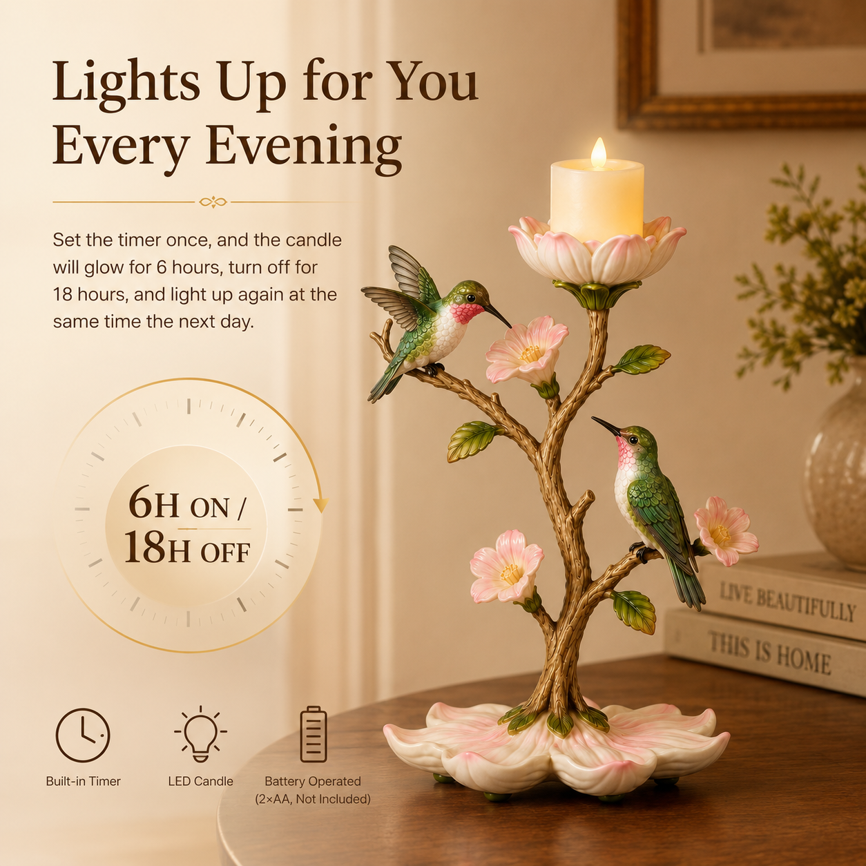 Hummingbird Garden LED Candle Decor