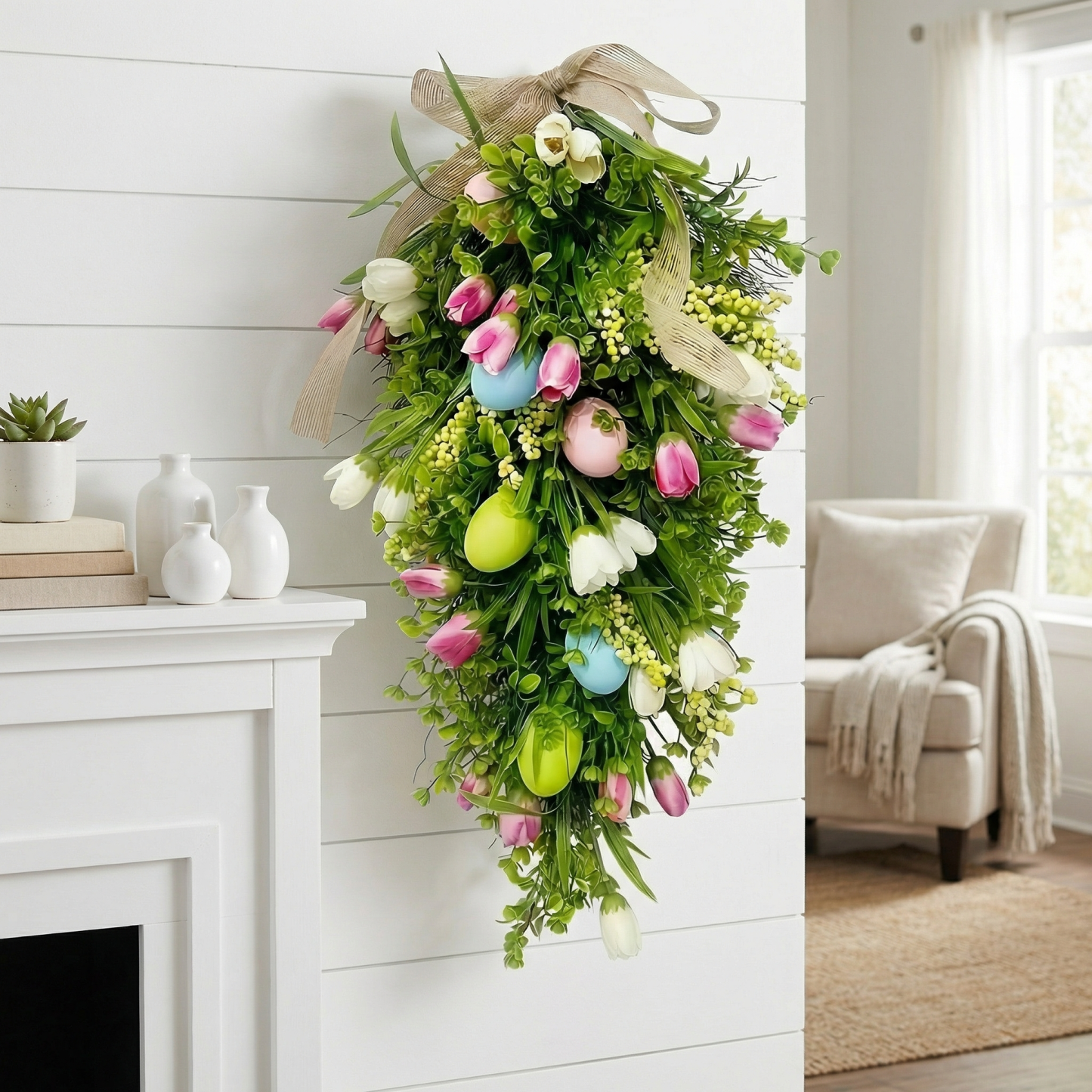 Easter Egg Tulip Teardrop Wreath