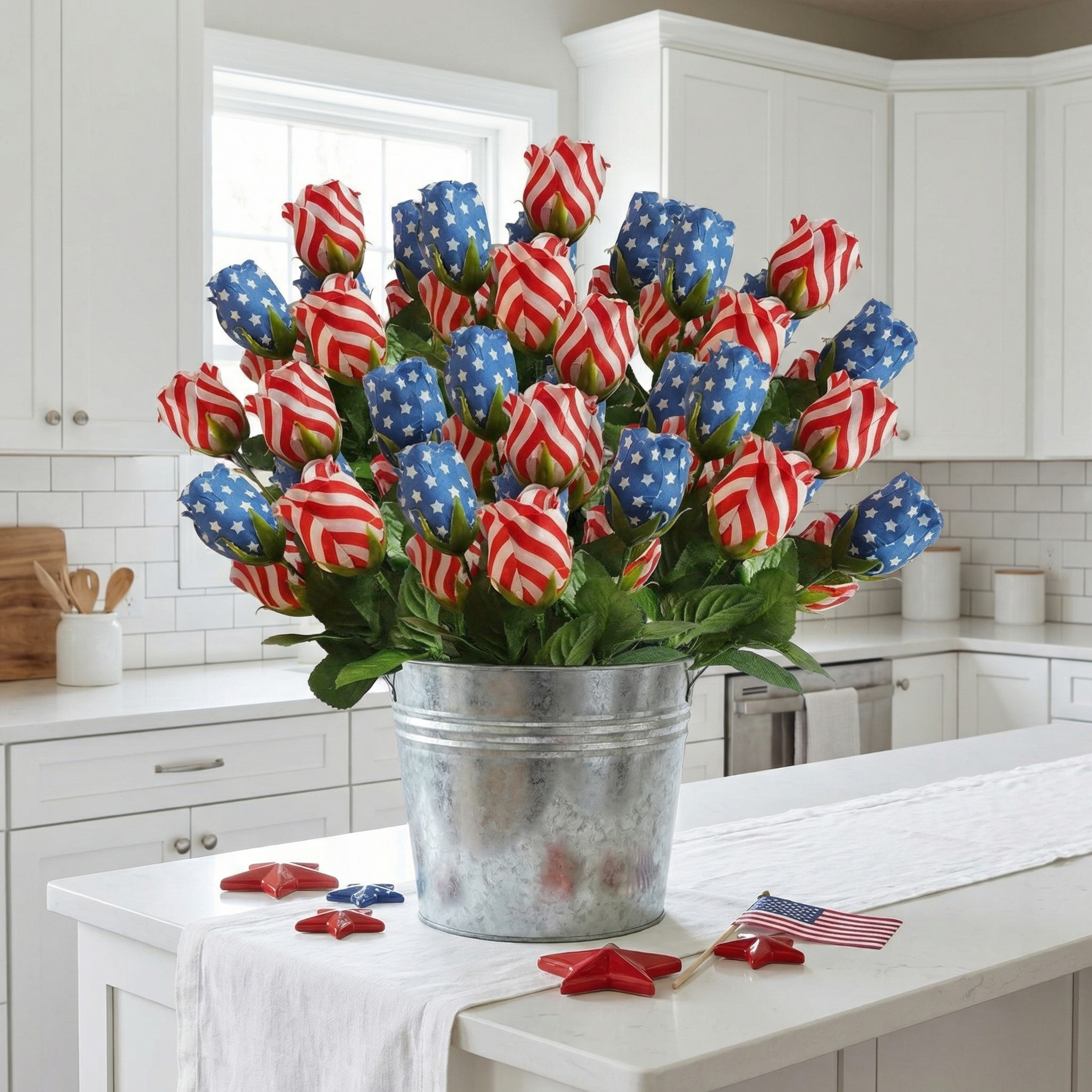 Silk Patriotic Tulip Flowers Bouquet