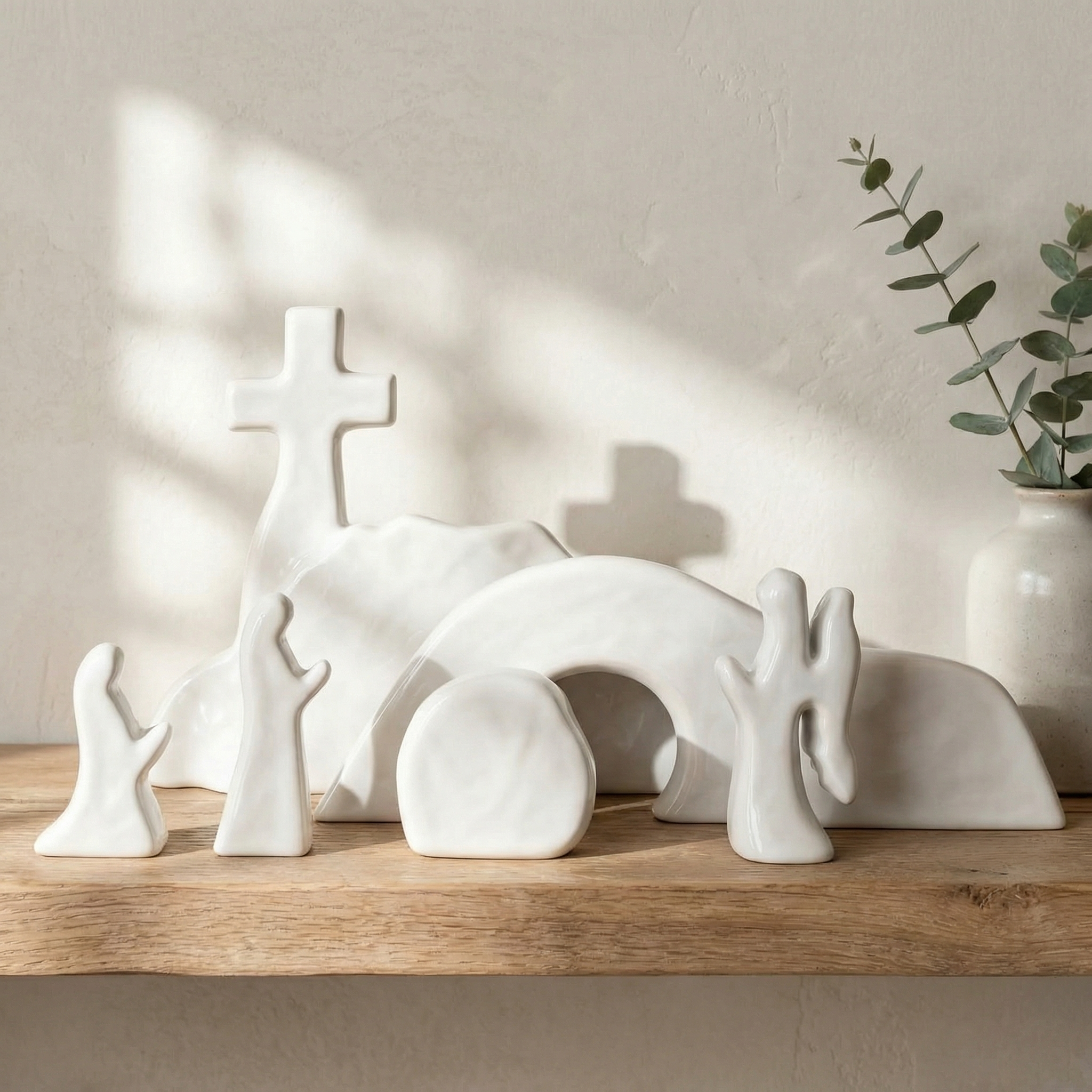 Empty Tomb Easter Scene and Cross