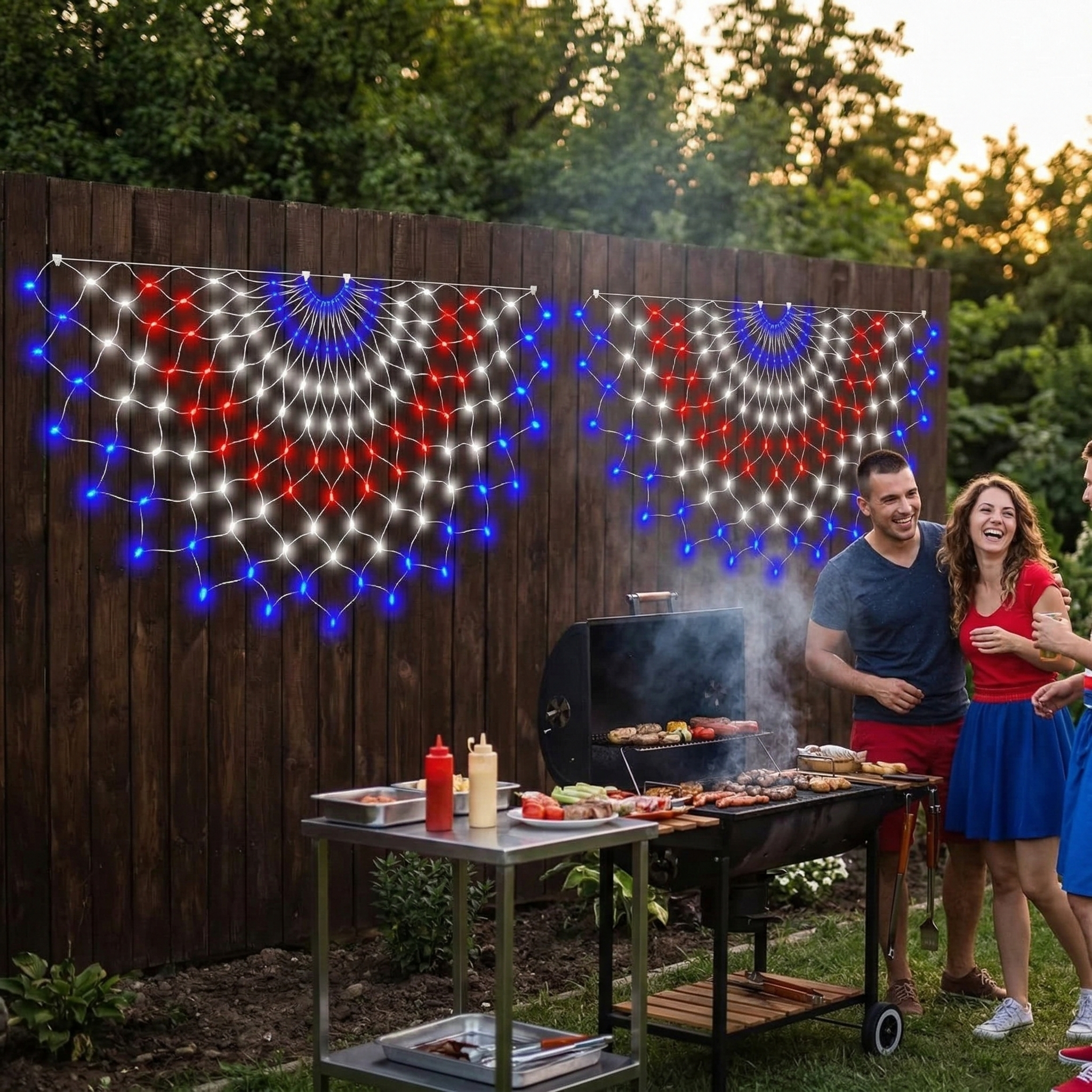 Super Bright USA Half Fan Flag String Lights