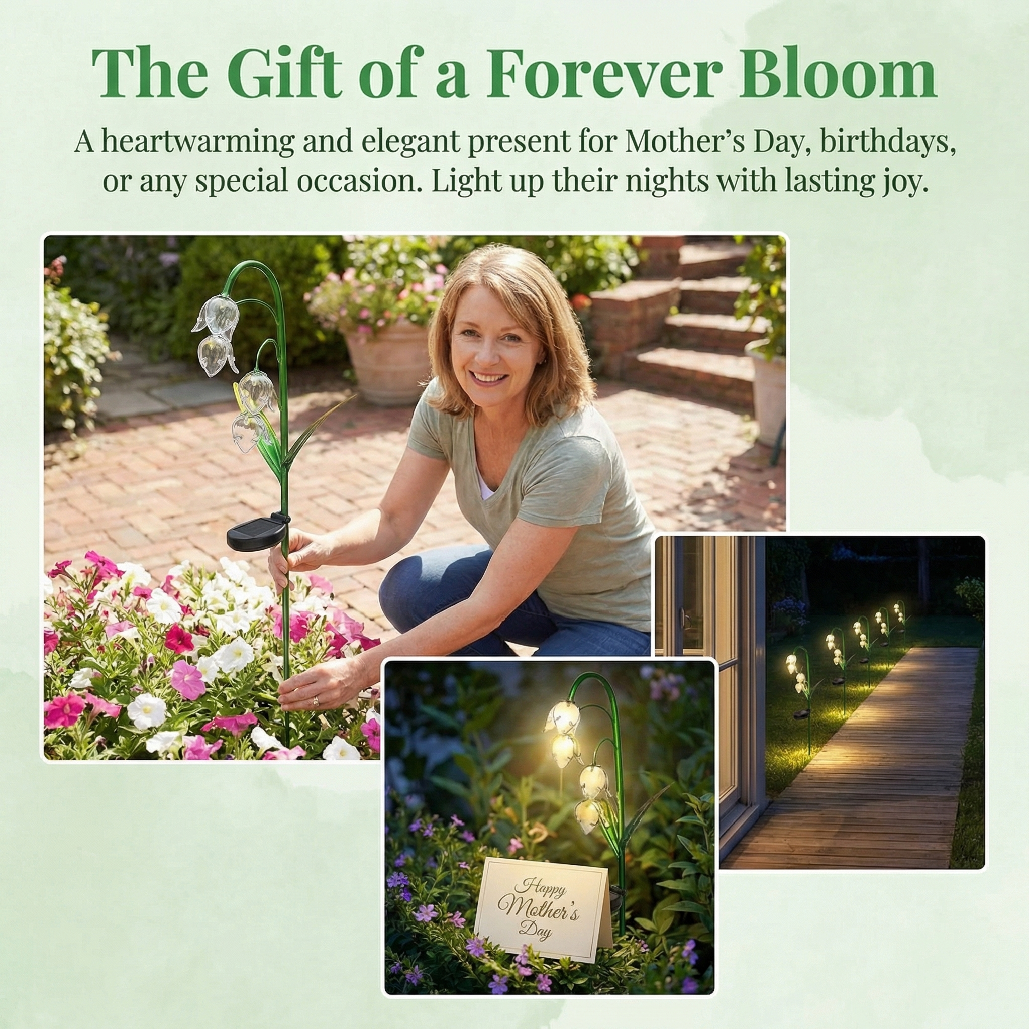 Artisanal Glass Lily of the Valley Solar Stakes