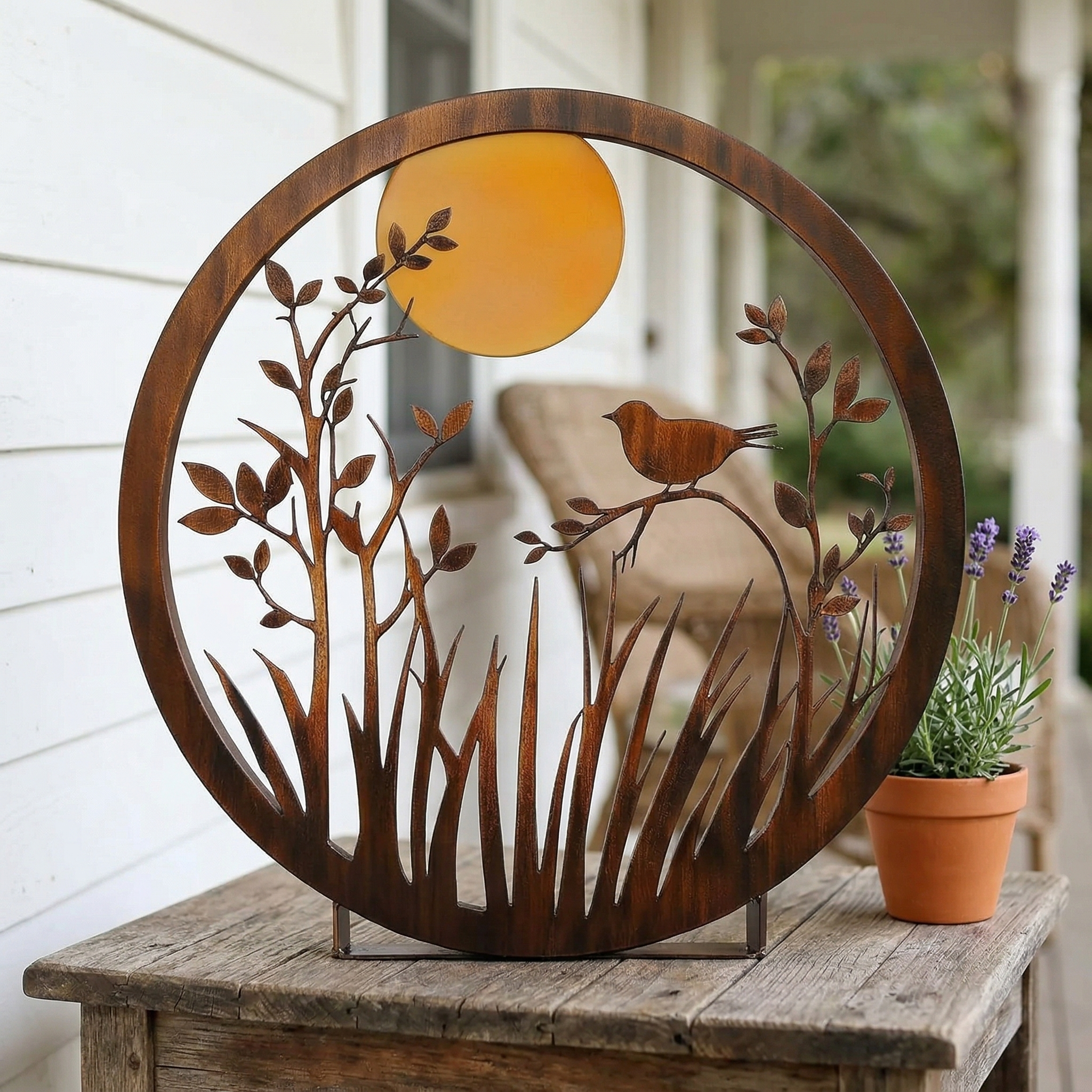 Moonlit Bird Metal Garden Sculpture