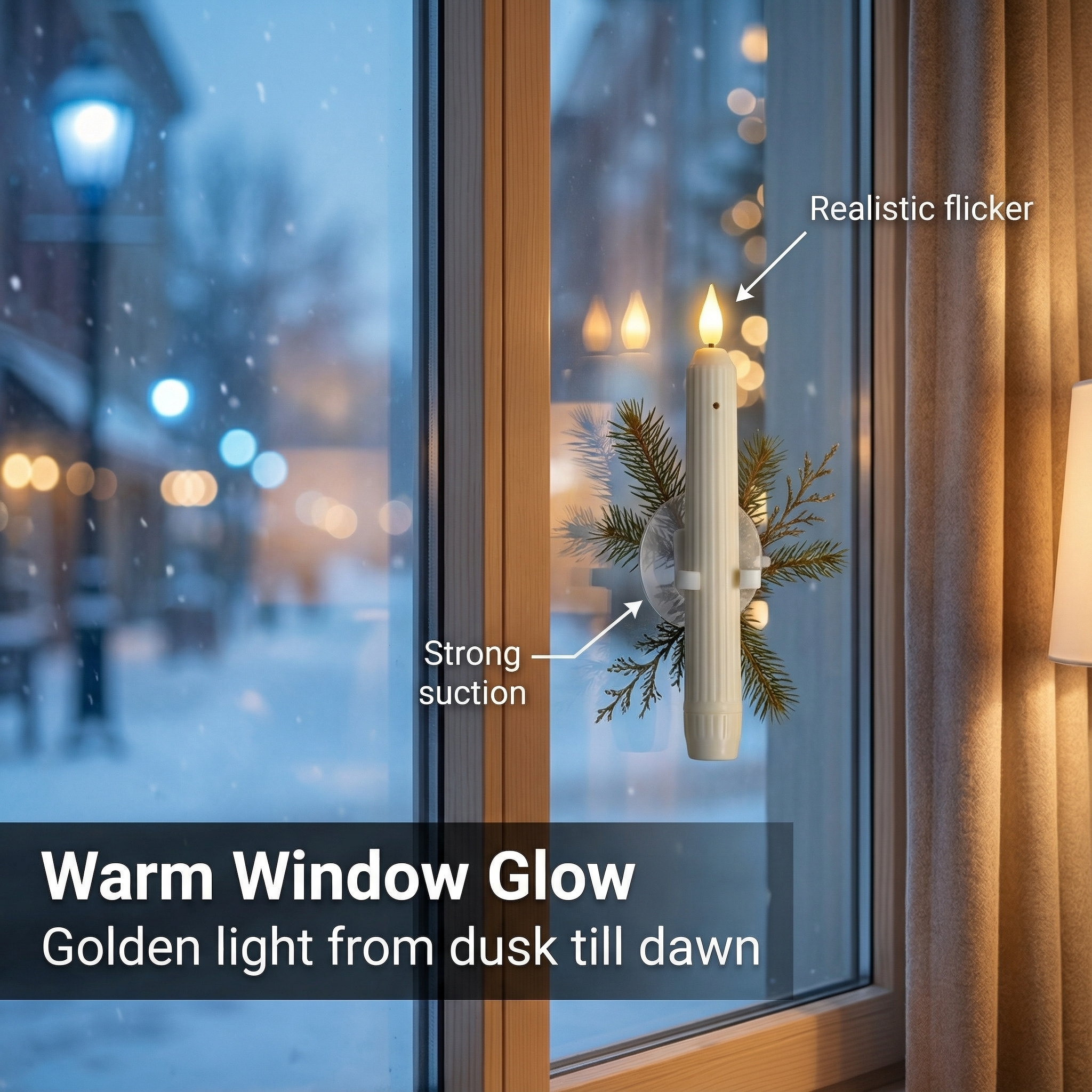 Flameless Led Taper Window Candles with Sensor Dusk to Dawn