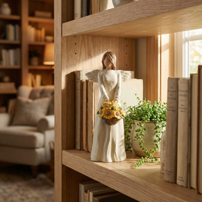 Guardian Angel Figurine Statue with Sunflower